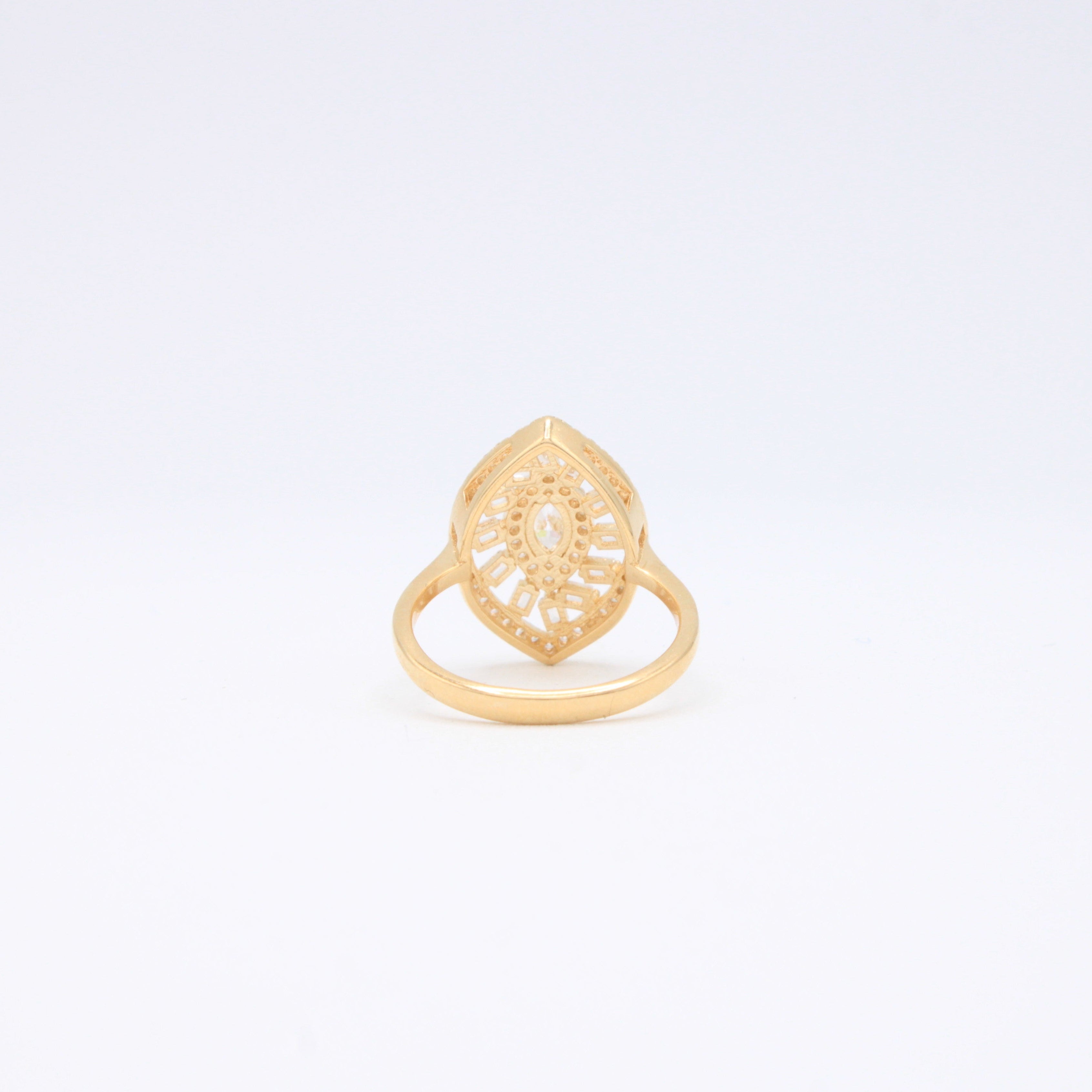 Anillo de Oro 14k Oval Elegante con Zirconias mod. 10858