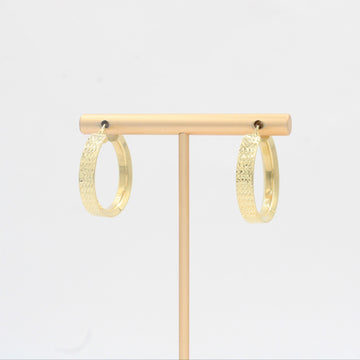 Arracada de Oro 14k Diseño Redondo Estilo Inflado Hueco con Diamantado Exterior mod. 10309