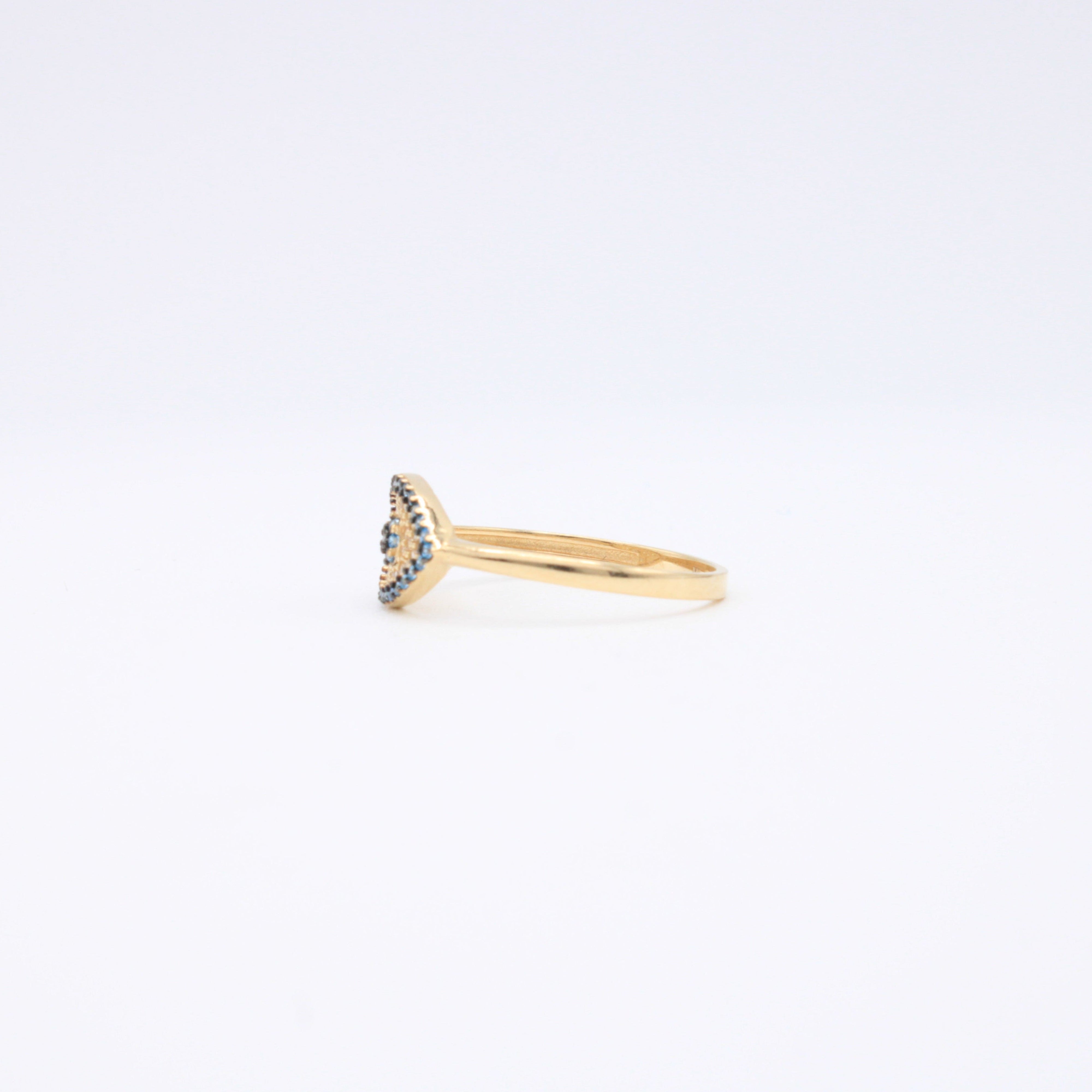 Anillo de Oro 14k Ojo Turco con Zirconias Azules mod. 10859