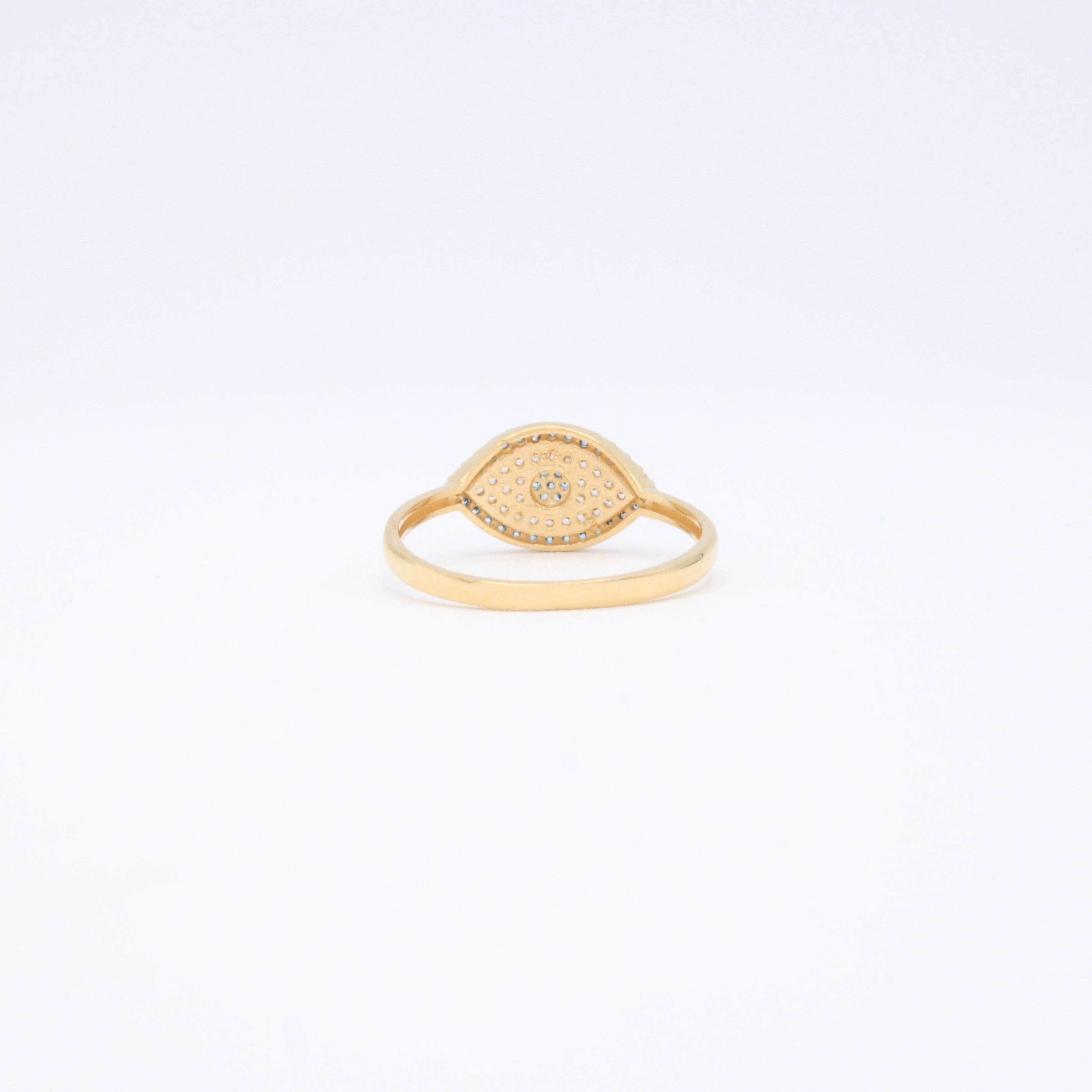Anillo de Oro 14k Ojo Turco con Zirconias Azules mod. 10859