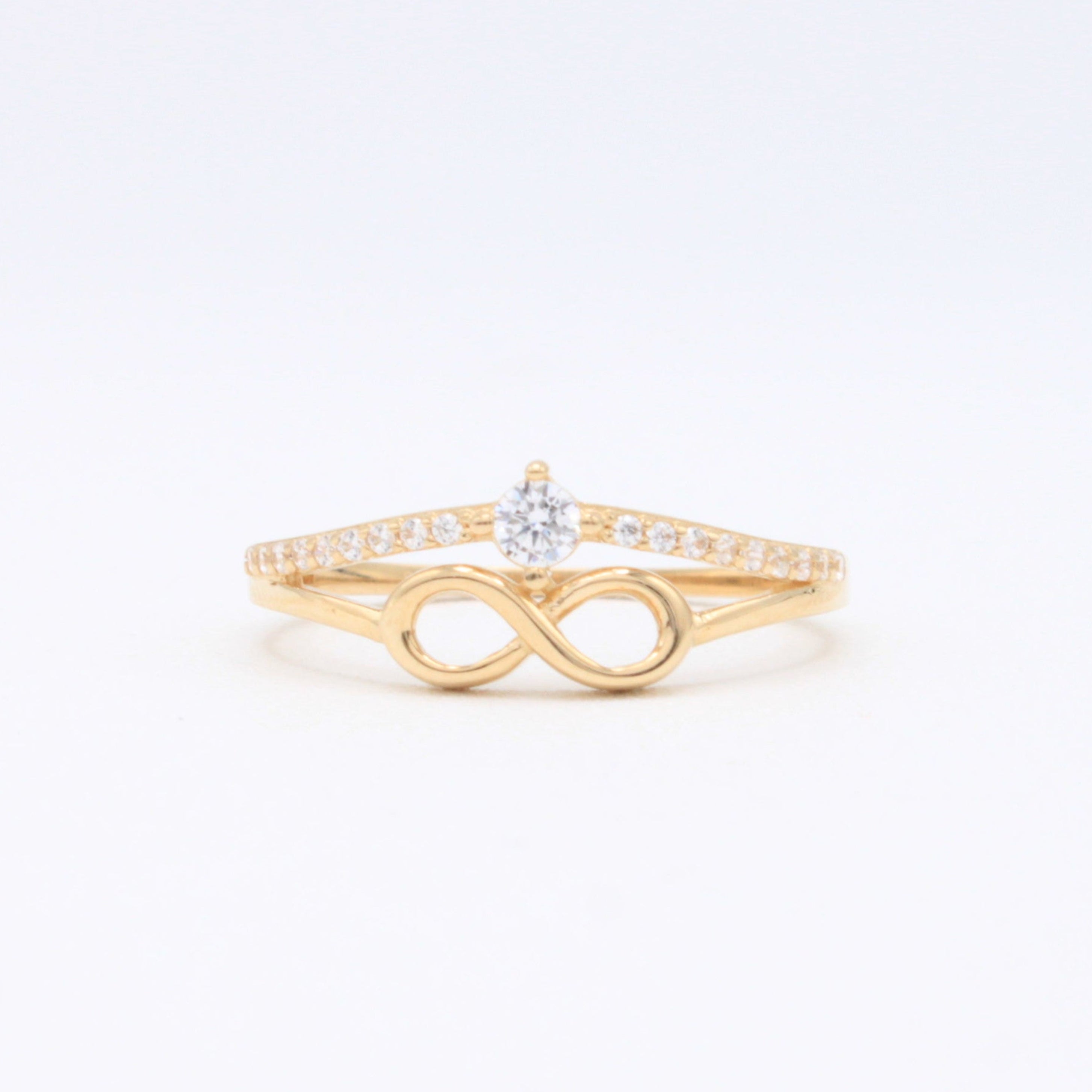 Anillo de Oro 14k Diseño Infinito con Zirconias mod. 10860
