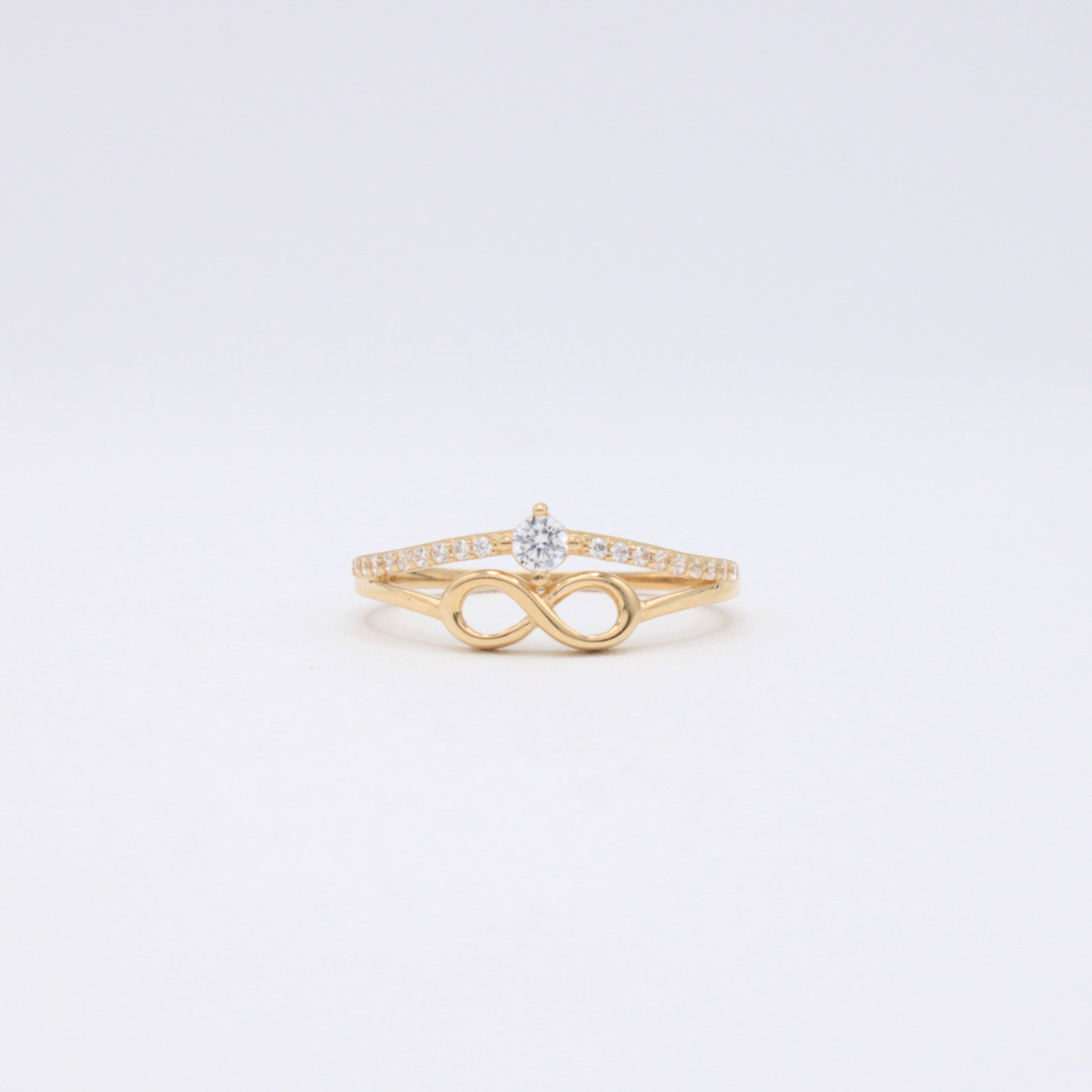 Anillo de Oro 14k Diseño Infinito con Zirconias mod. 10860