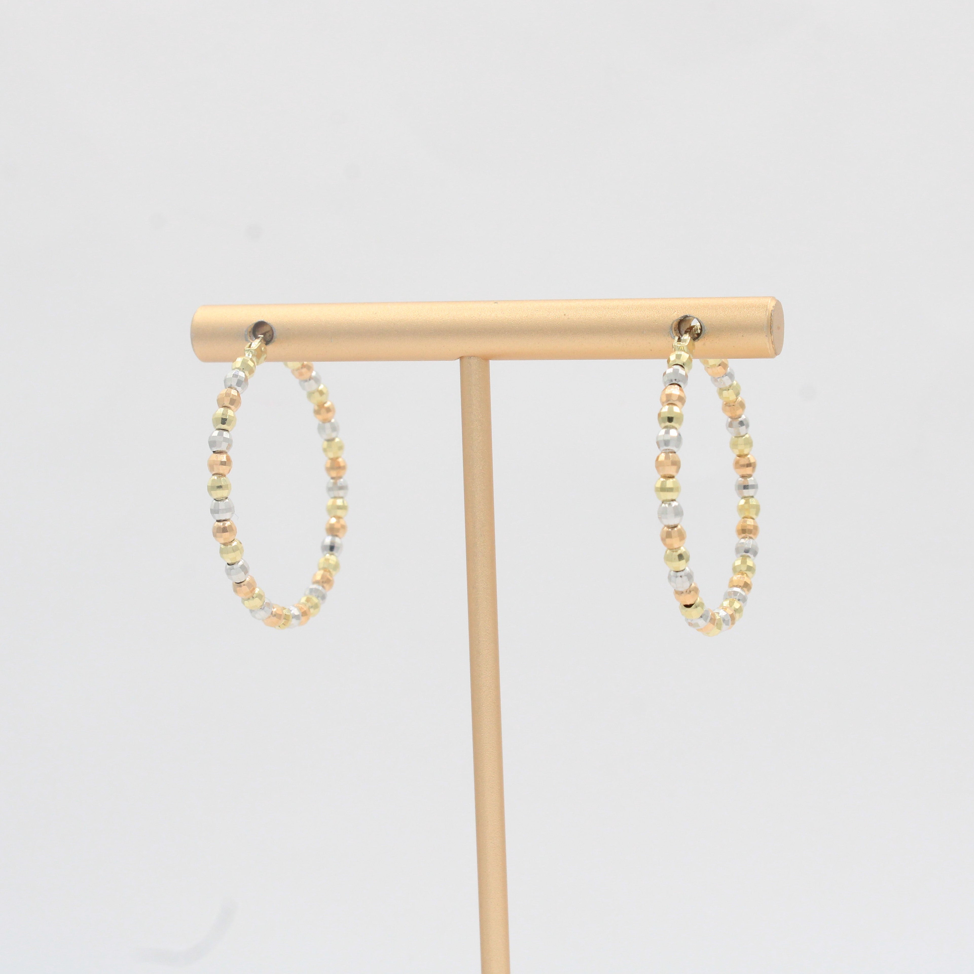 Arracada de Oro 14k Diseño Hueco de Esferas Facetadas mod. 10315