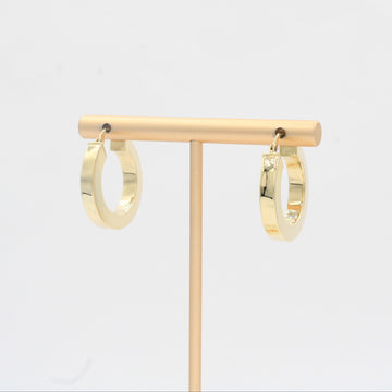 Arracada de Oro 14k Hueco de Diseño Fino Redondo y Brillante mod. 10318