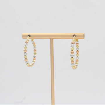 Arracada de Oro 14k Diseño Elegante con Esferas Lisas y Brillantes mod. 10319