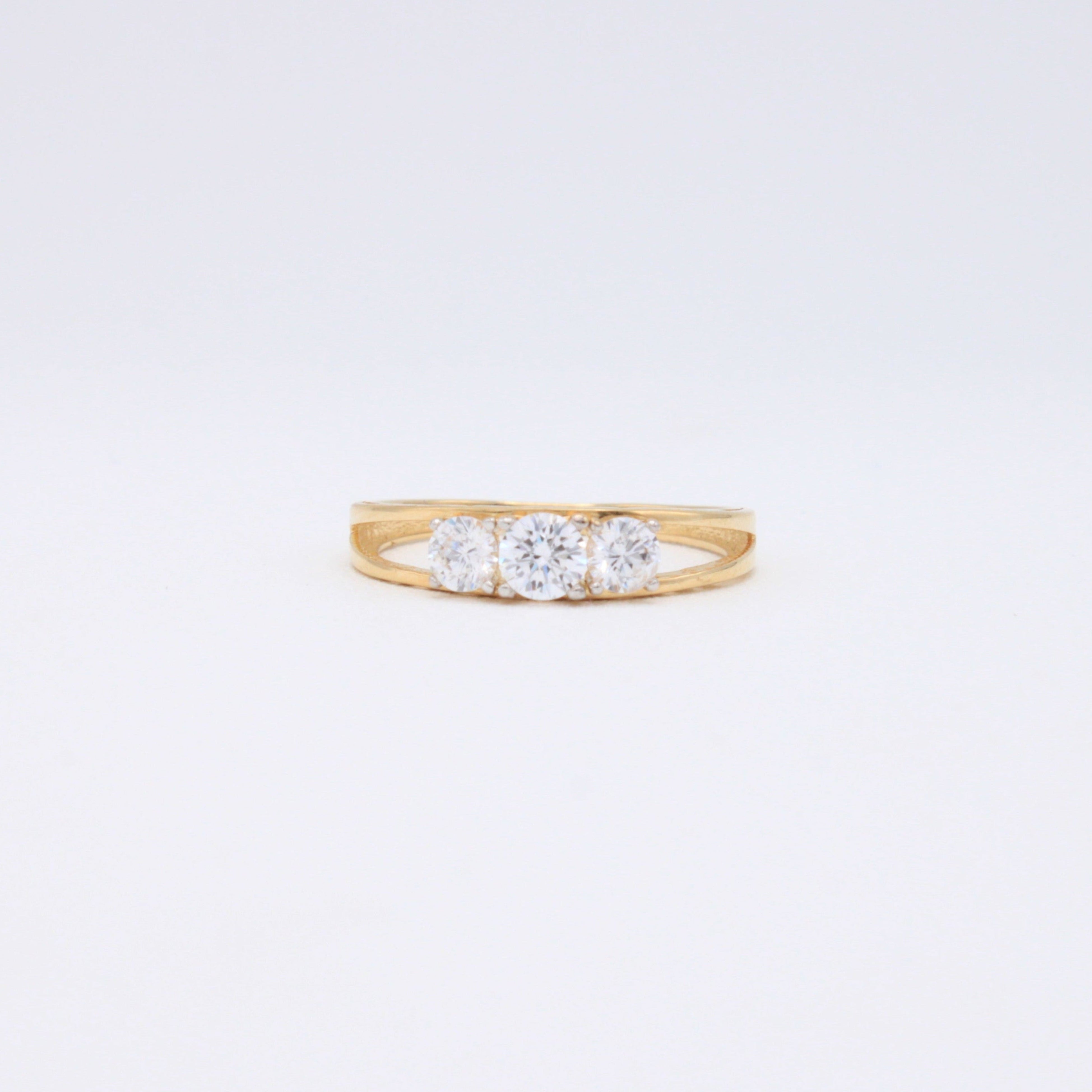 Anillo de Oro 14k Elegante Trilogía con Zirconias mod. 10862