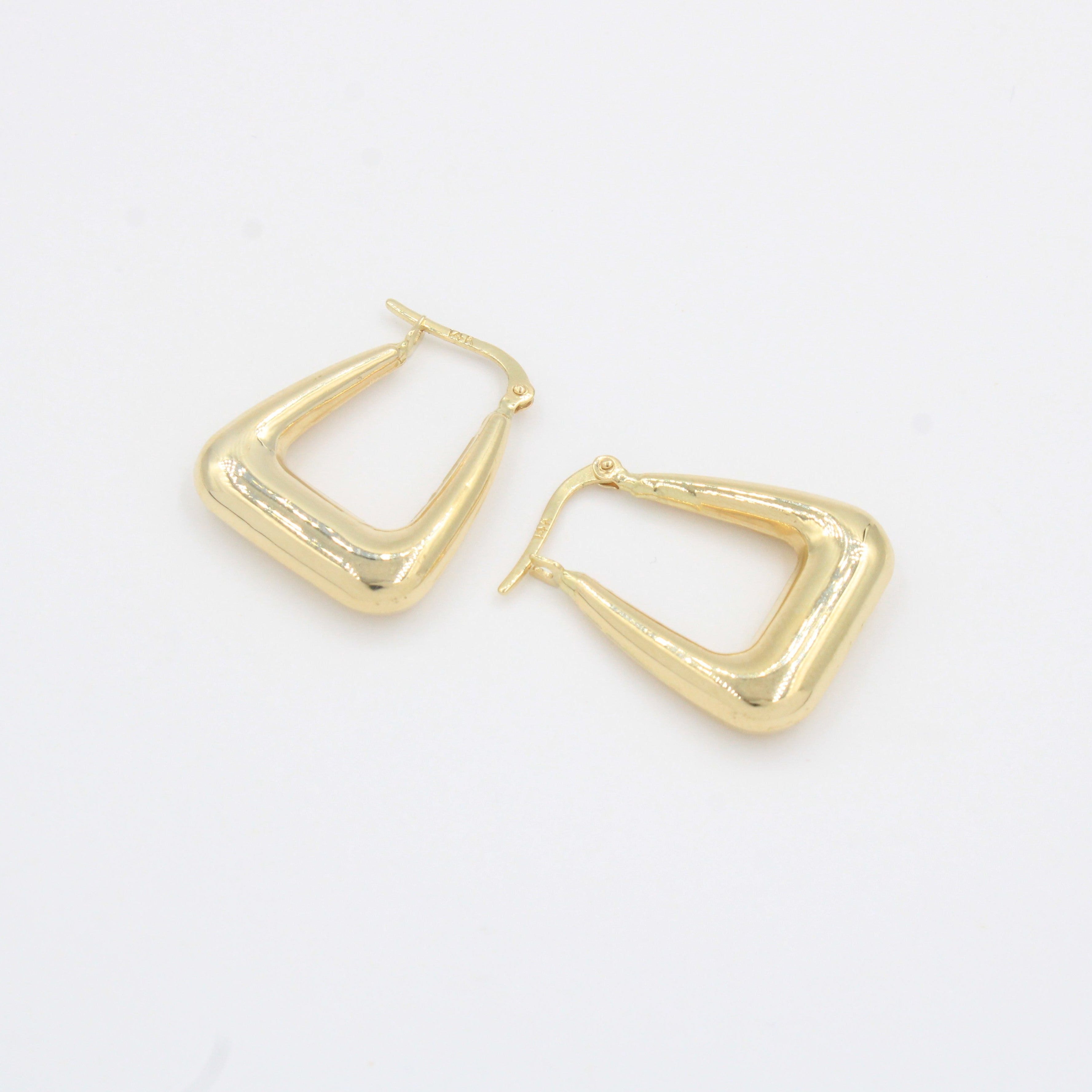 Arracada de Oro 14k Diseño Chunky Inflado Estilo Brillante mod. 10308