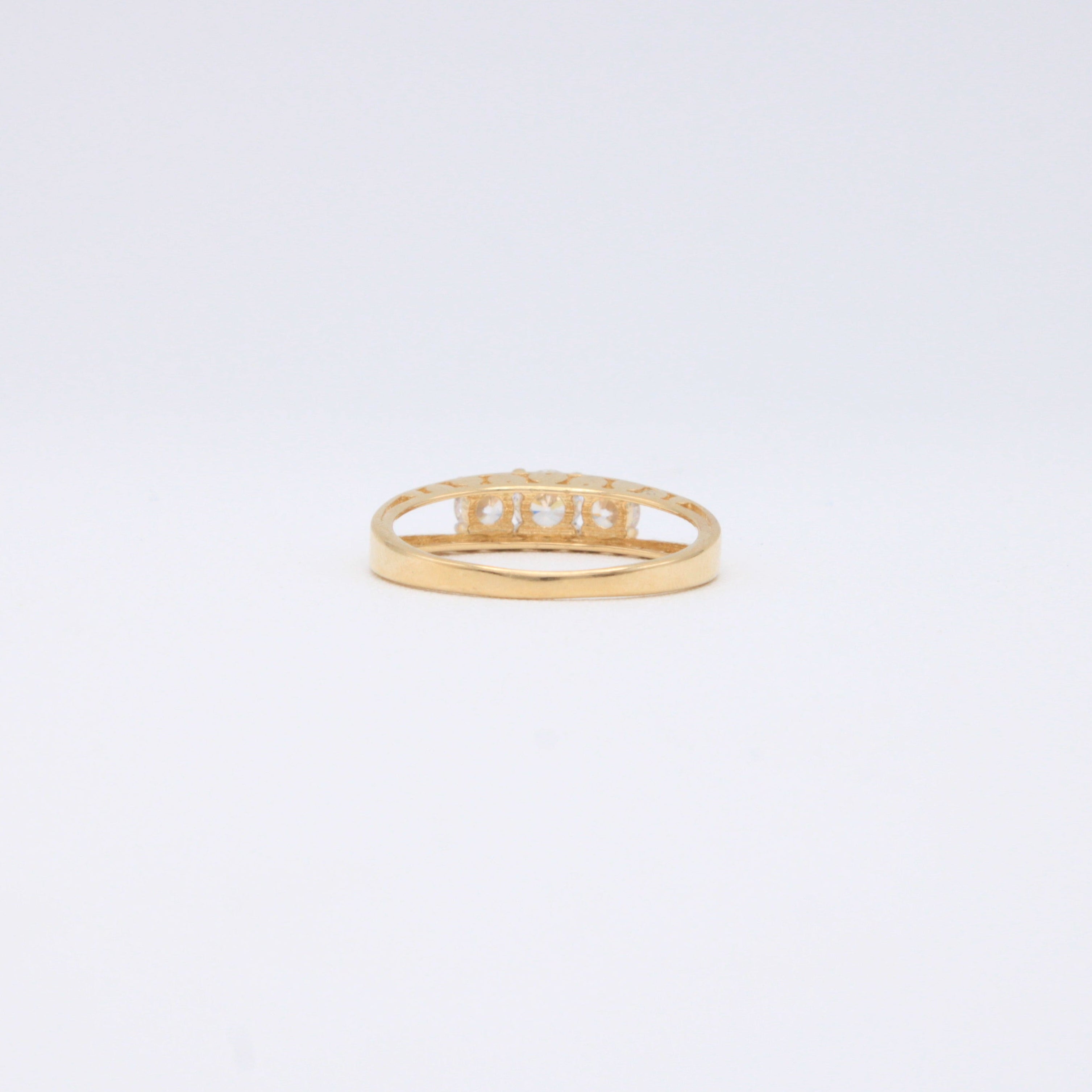 Anillo de Oro 14k Elegante Trilogía con Zirconias mod. 10862