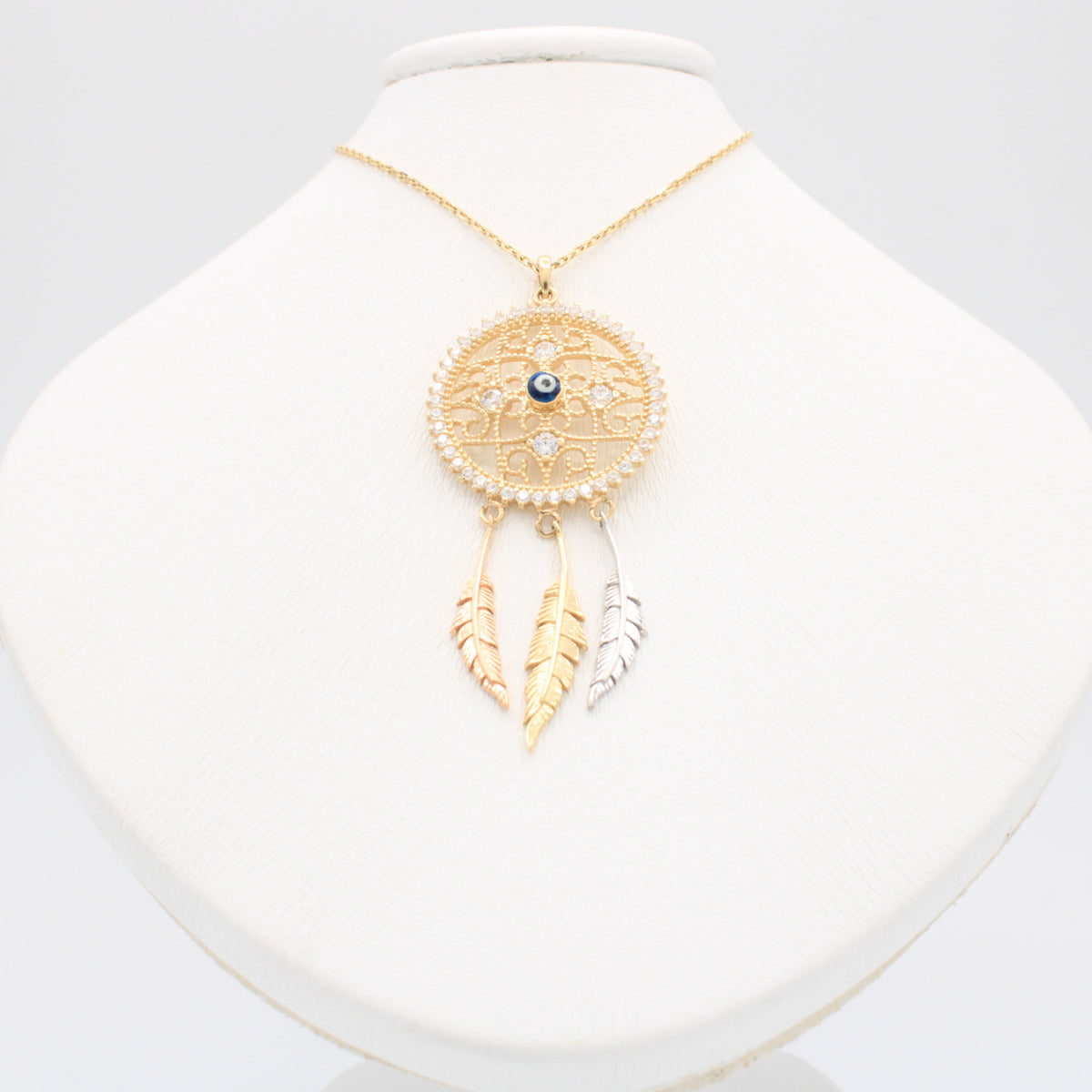 Gargantilla de Oro 14k Atrapasueños con Ojo Turco y Detalles Florentinos mod. 11146