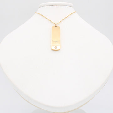 Gargantilla de Oro 14k Placa con Incrustación de Zirconia mod. 11147