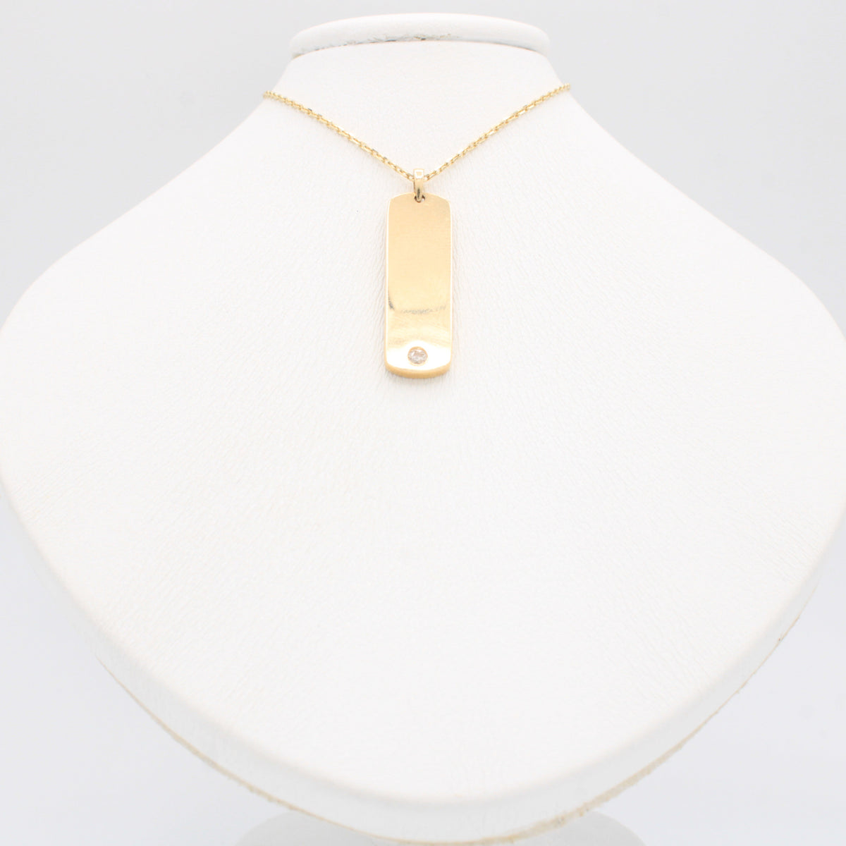 Gargantilla de Oro 14k Placa con Incrustación de Zirconia mod. 11147