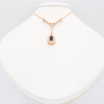 Gargantilla de Oro 14k Rosa con Zirconia Principal Negra mod. 11148