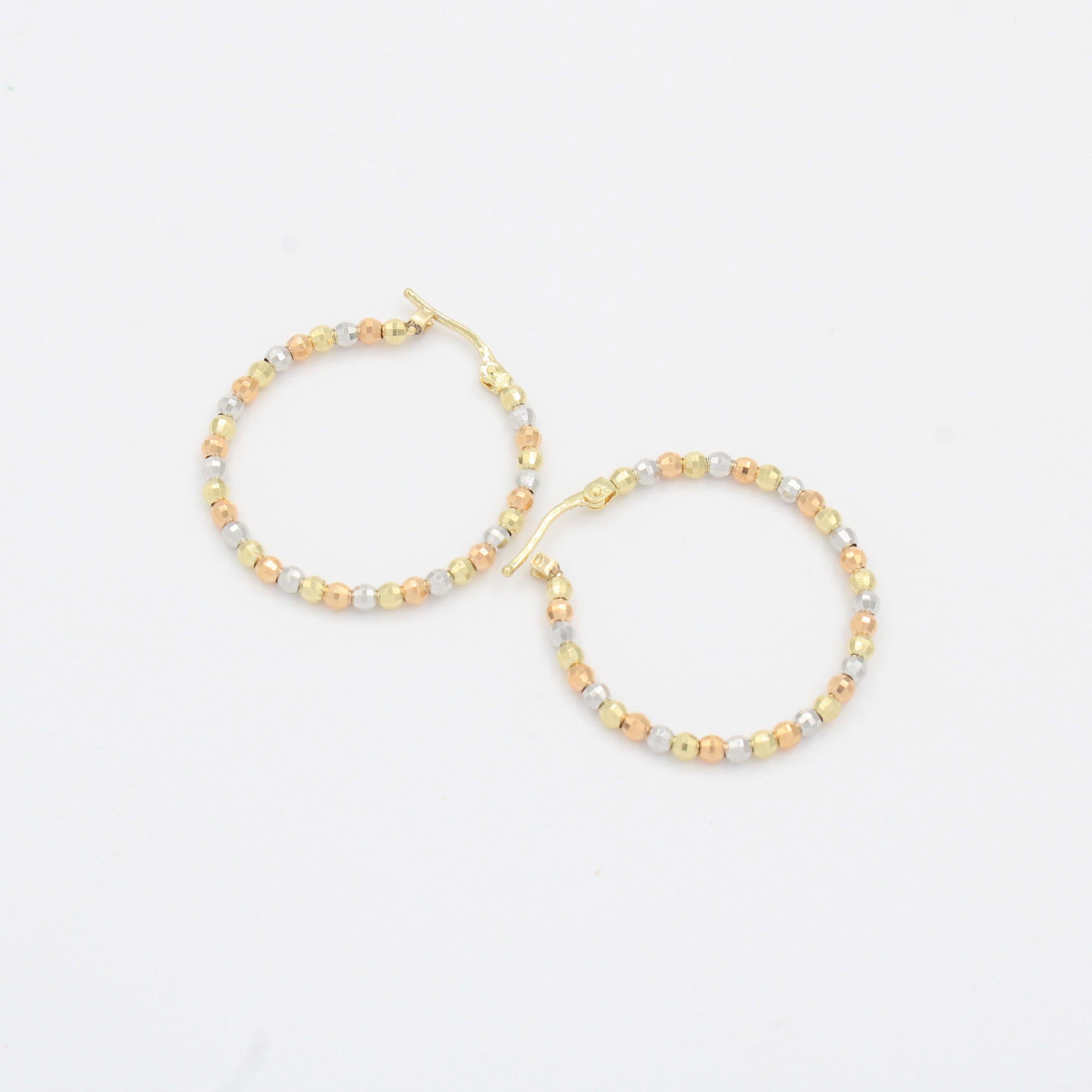 Arracada de Oro 14k Diseño Hueco de Esferas Facetadas mod. 10315