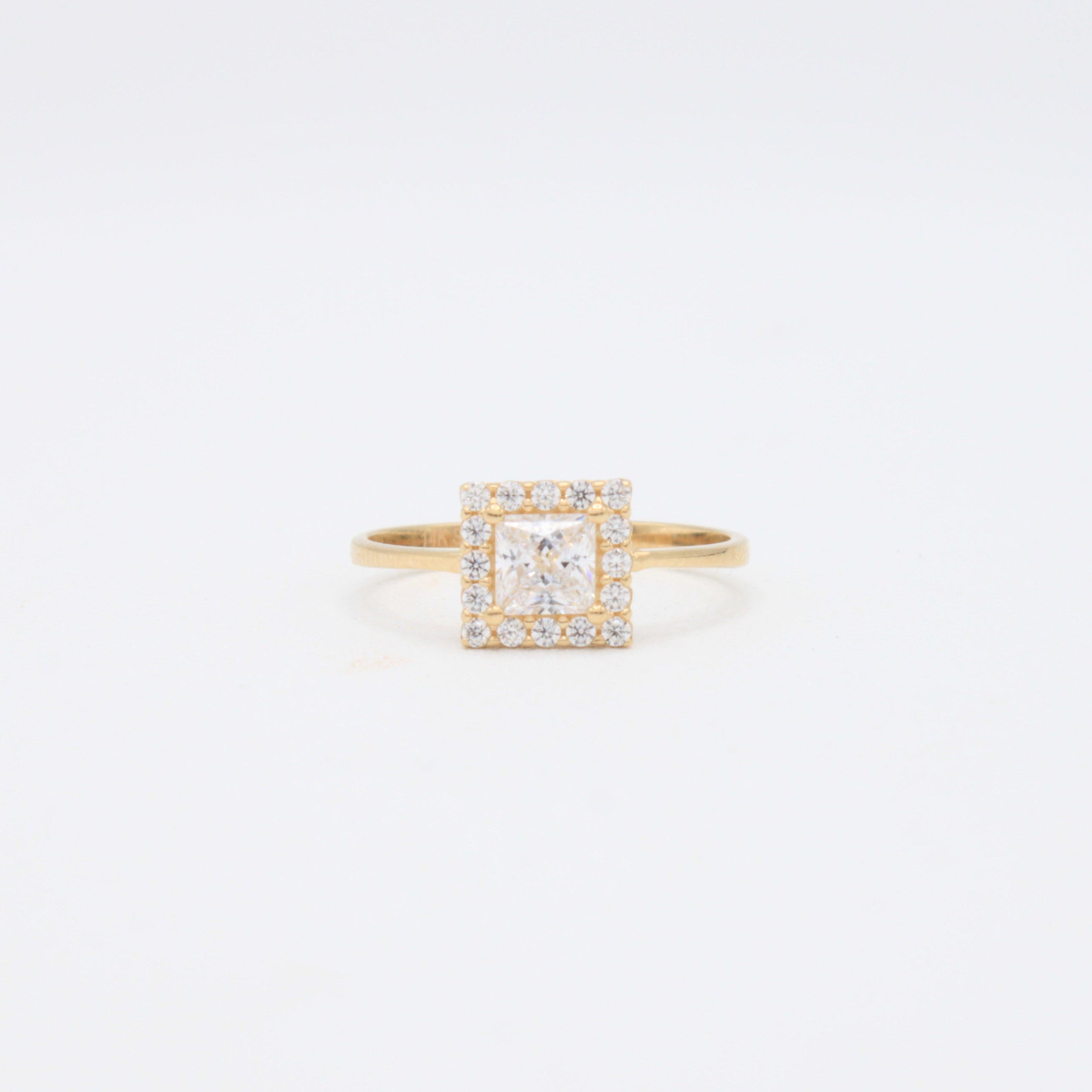 Anillo de Oro 14k Zirconia Cuadrada mod. 10864
