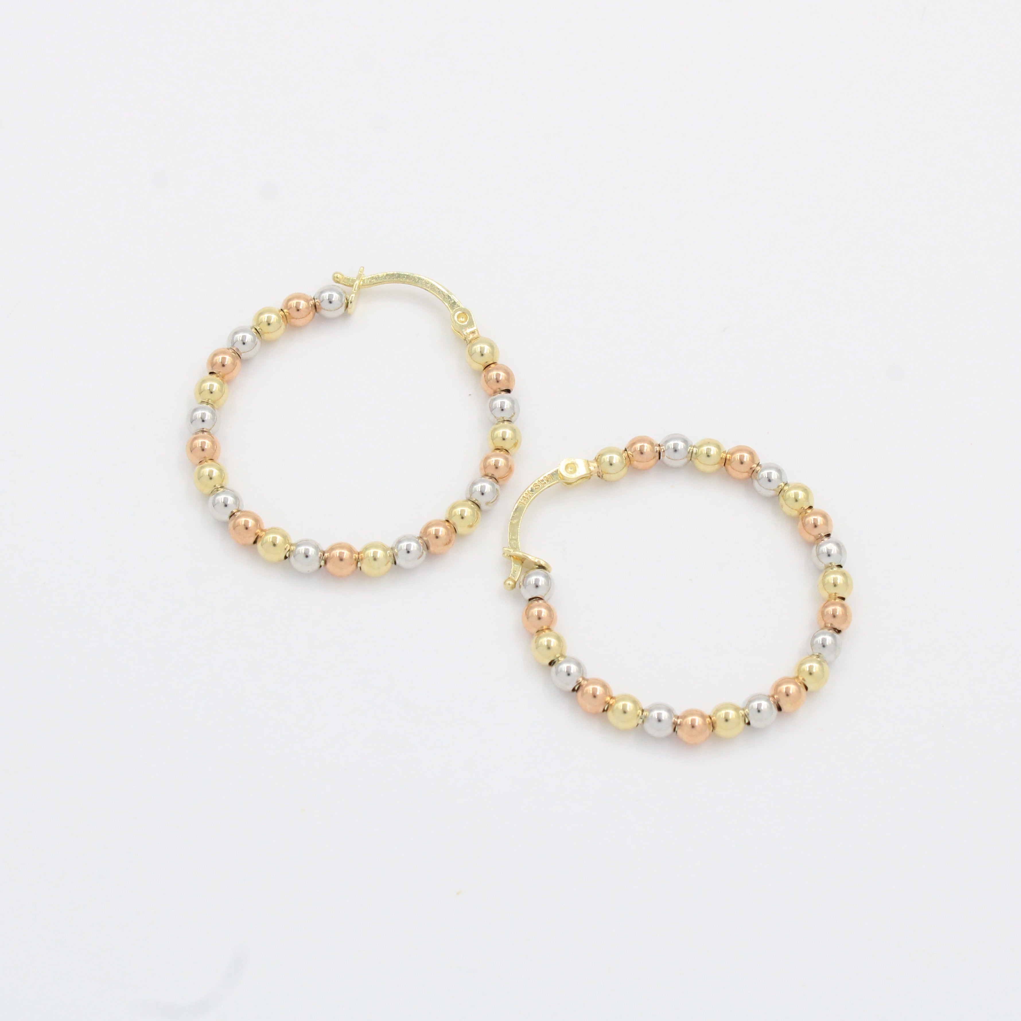 Arracada de Oro 14k Diseño Elegante con Esferas Lisas y Brillantes mod. 10319