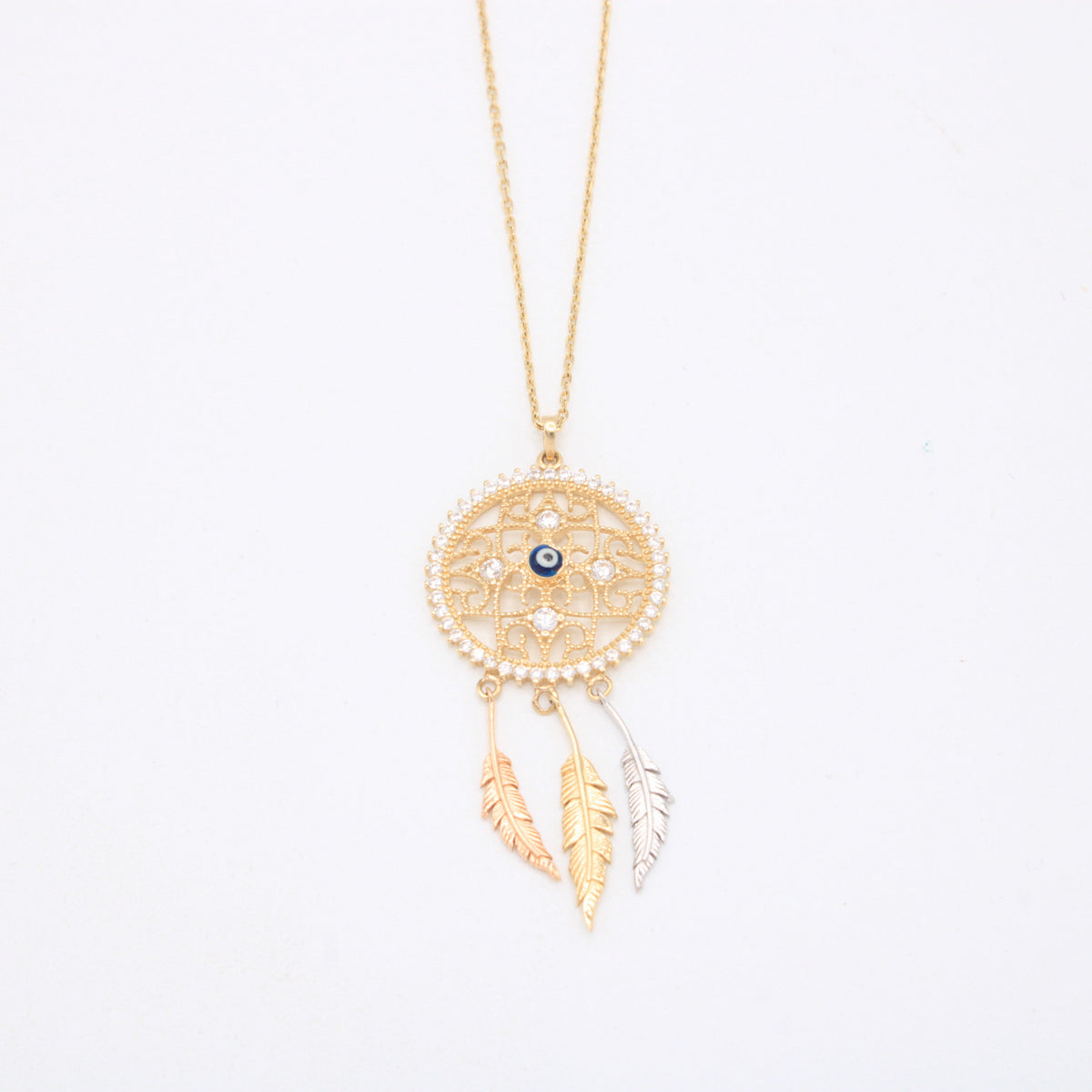 Gargantilla de Oro 14k Atrapasueños con Ojo Turco y Detalles Florentinos mod. 11146