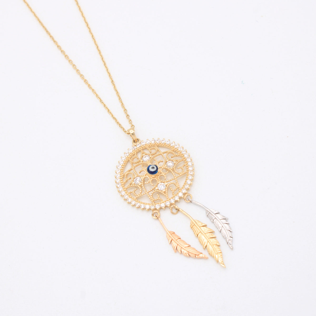 Gargantilla de Oro 14k Atrapasueños con Ojo Turco y Detalles Florentinos mod. 11146
