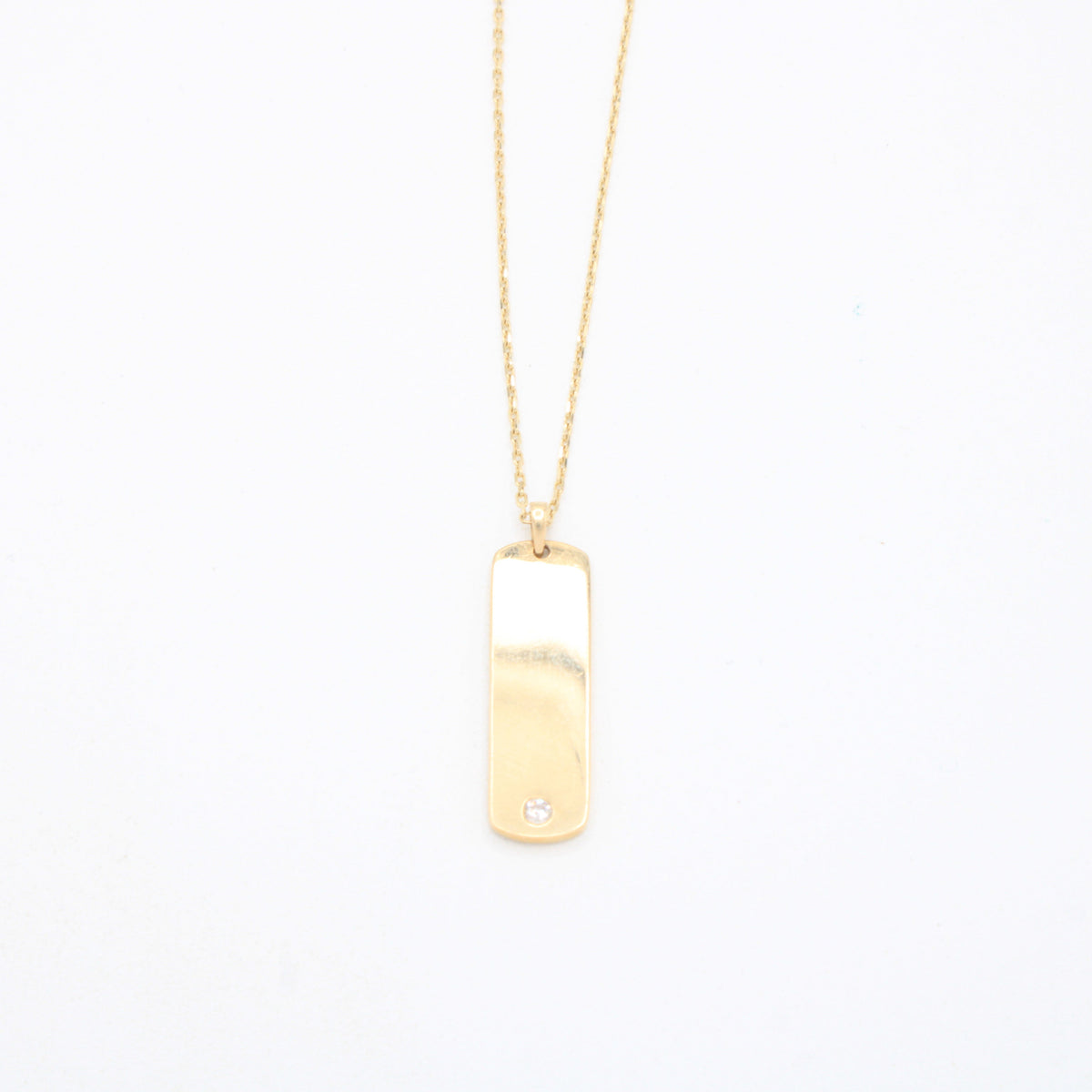 Gargantilla de Oro 14k Placa con Incrustación de Zirconia mod. 11147