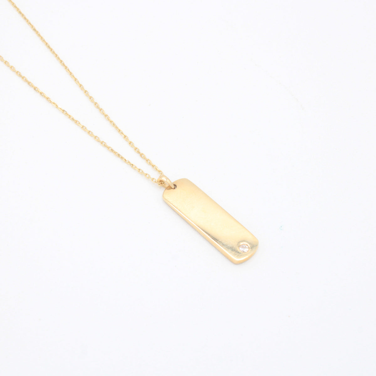 Gargantilla de Oro 14k Placa con Incrustación de Zirconia mod. 11147