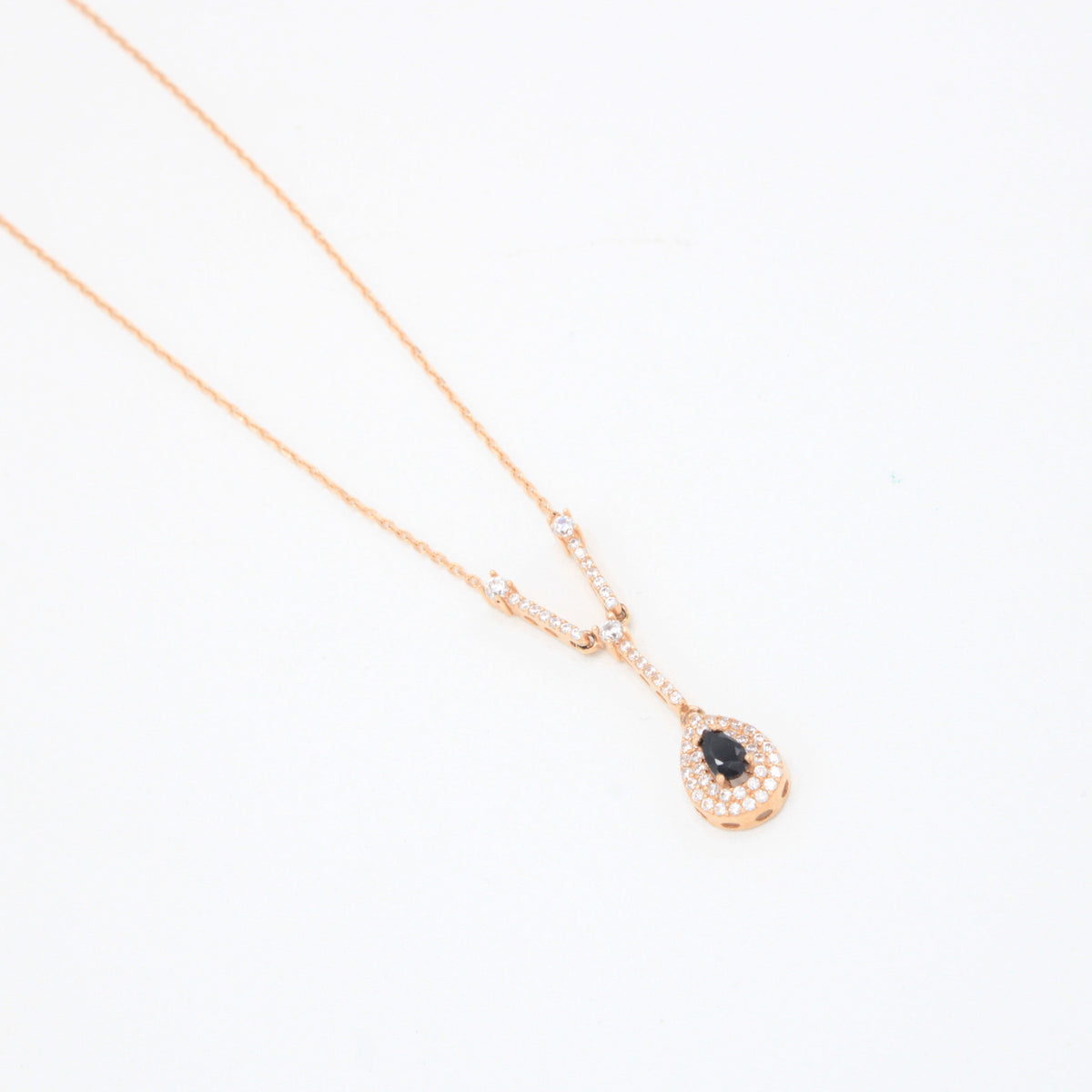 Gargantilla de Oro 14k Rosa con Zirconia Principal Negra mod. 11148