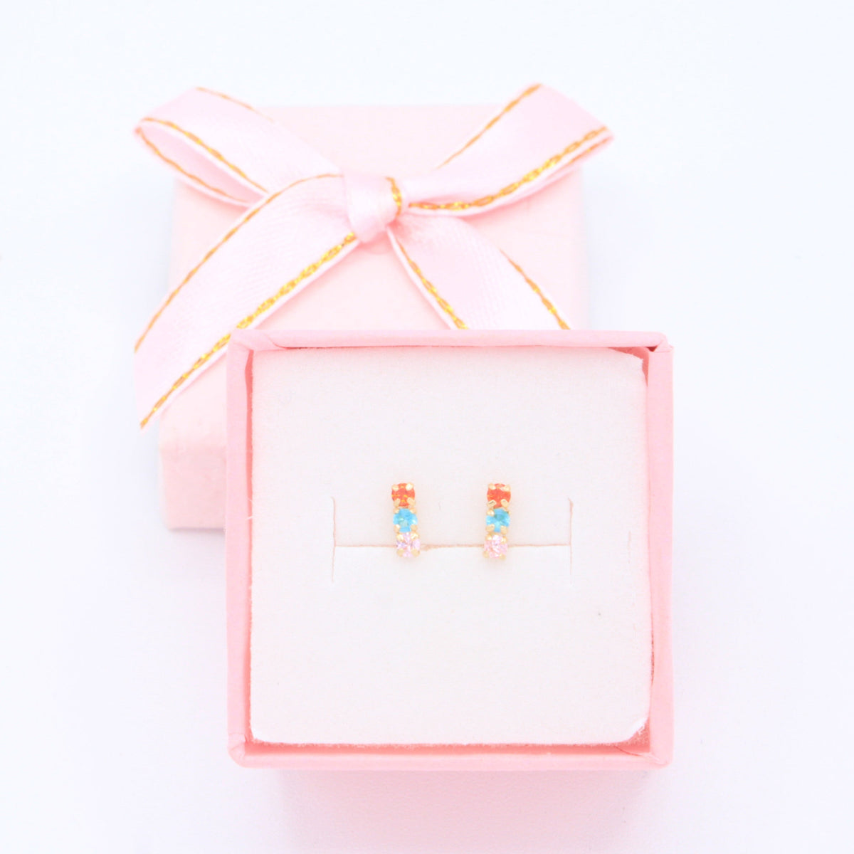 Broquel de Oro 14k Zirconias en 3 colores Mod. 11152