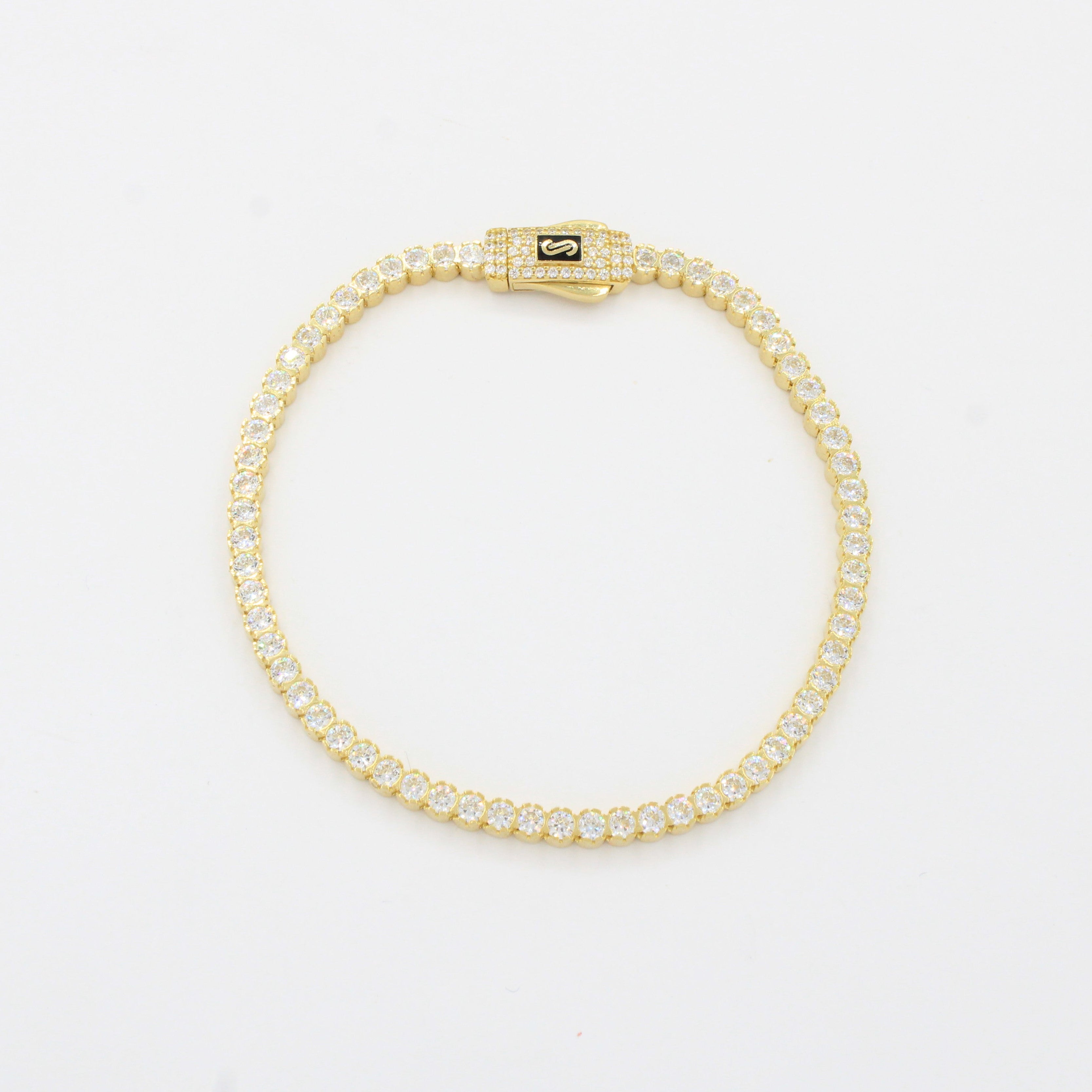 Pulsera Monaco Chain de Oro 14k Hueco Modelo Agua No. 12 con Swarovski mod. 10321