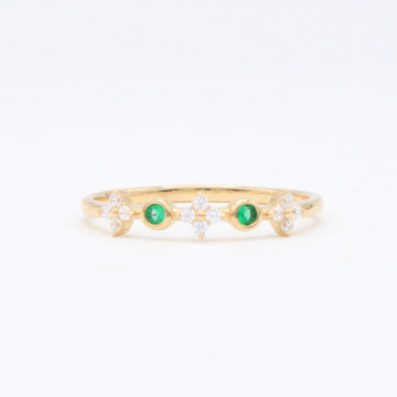 Anillo de Oro 14k Flores con Zirconias Verdes mod. 10874