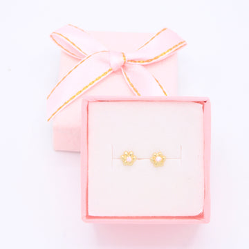 Broquel de Oro 14k Huellita con Zirconia Baby Pink Mod. 11159