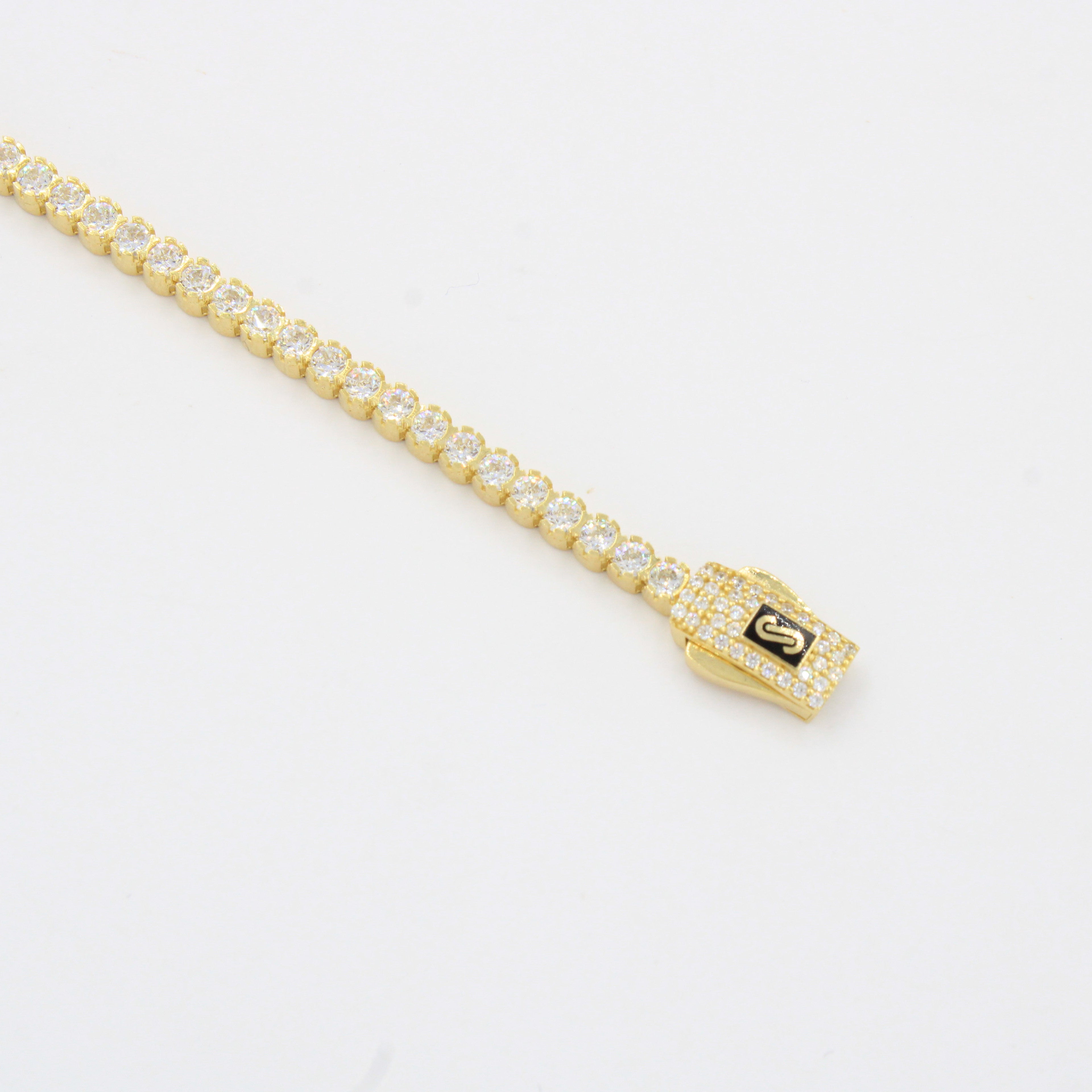 Pulsera Monaco Chain de Oro 14k Hueco Modelo Agua No. 12 con Swarovski mod. 10321