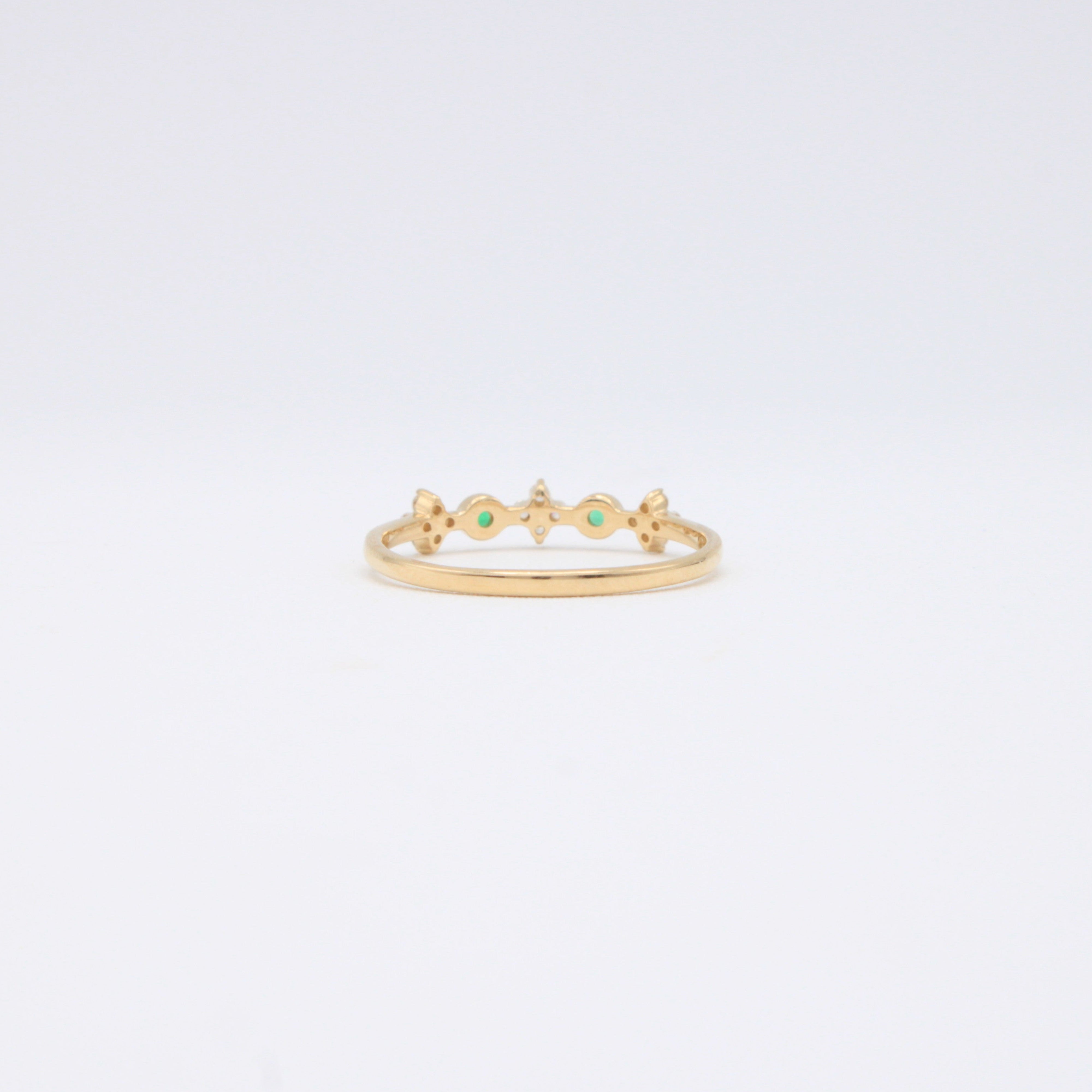 Anillo de Oro 14k Flores con Zirconias Verdes mod. 10874