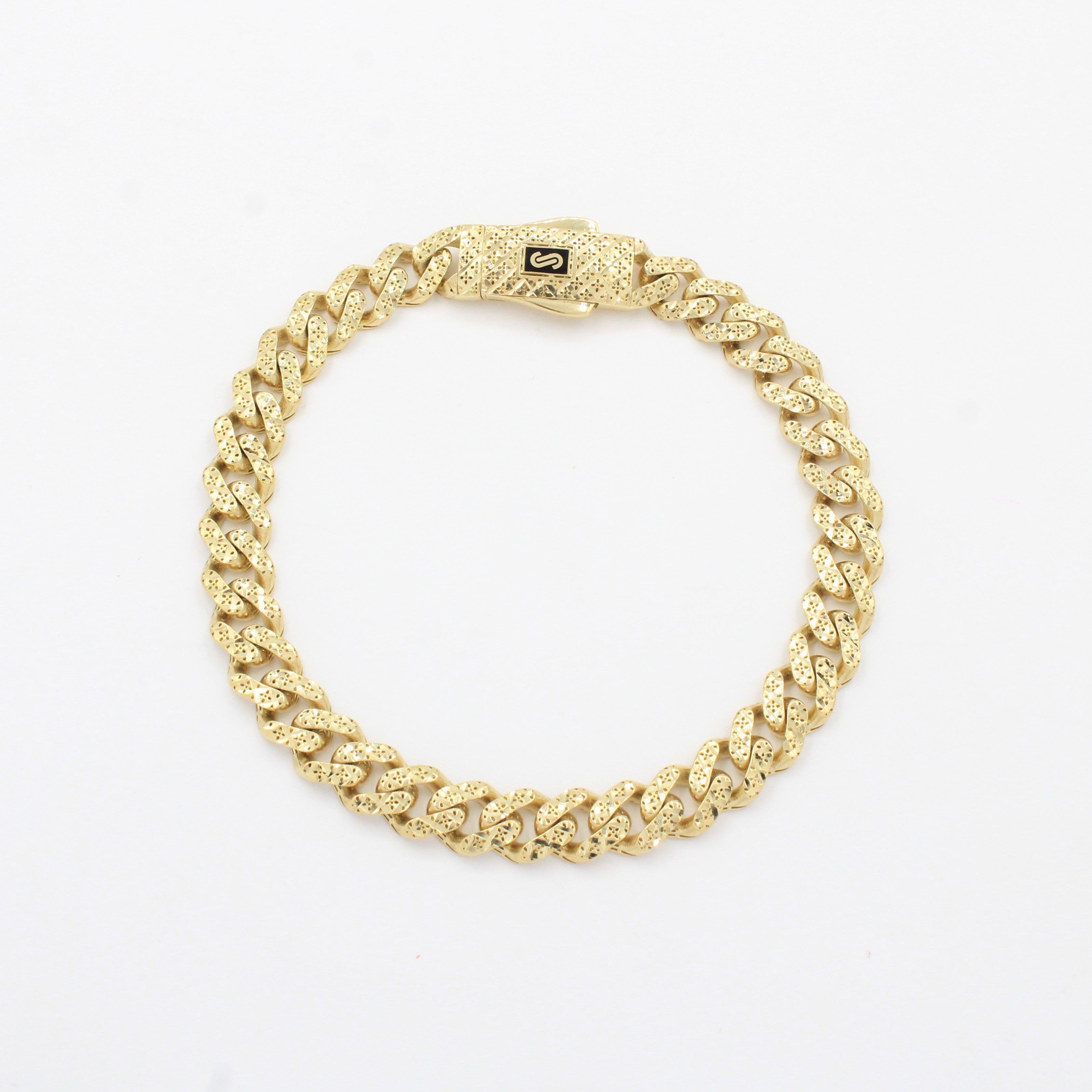 Pulsera Monaco Chain de Oro 14k Hueco Modelo Flex Brillante mod. 10324