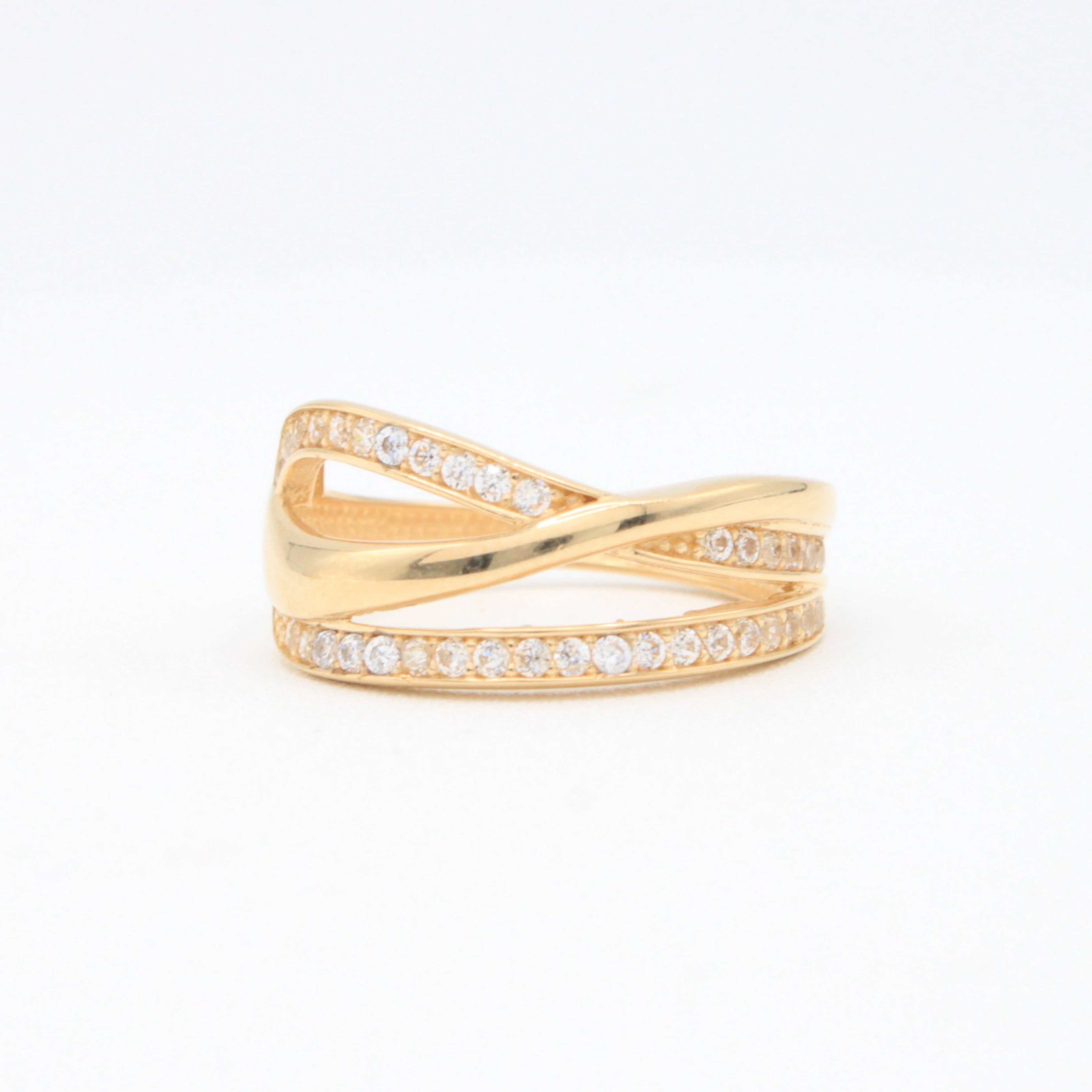 Anillo de Oro 14k Elegante con Zirconias mod. 10877