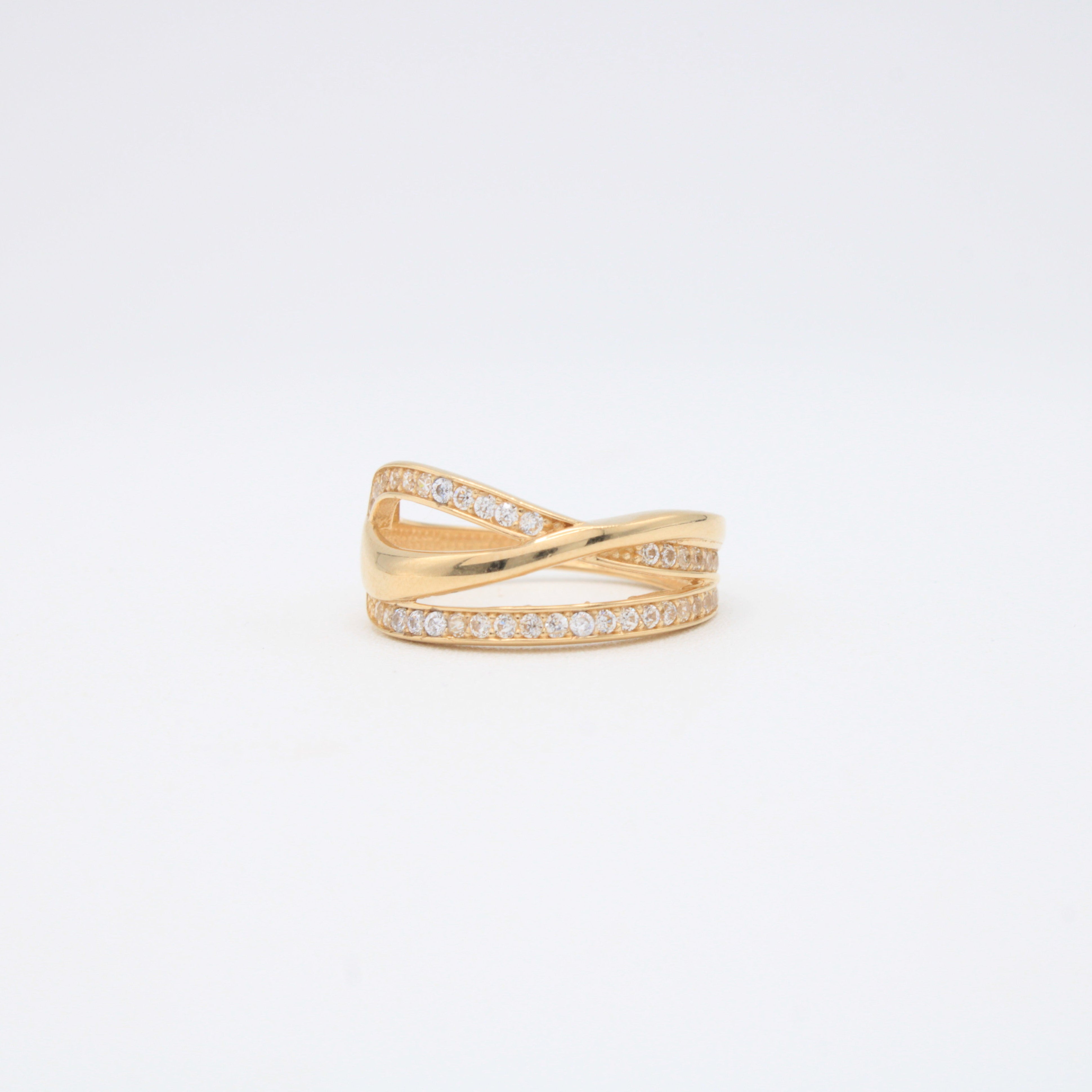 Anillo de Oro 14k Elegante con Zirconias mod. 10877