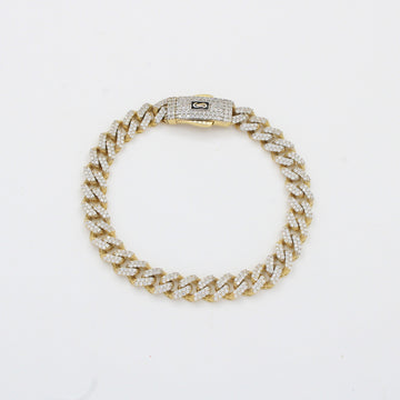 Pulsera Monaco Chain de Oro 14k Hueco Modelo Classic Pavé Swarovski mod. 10326