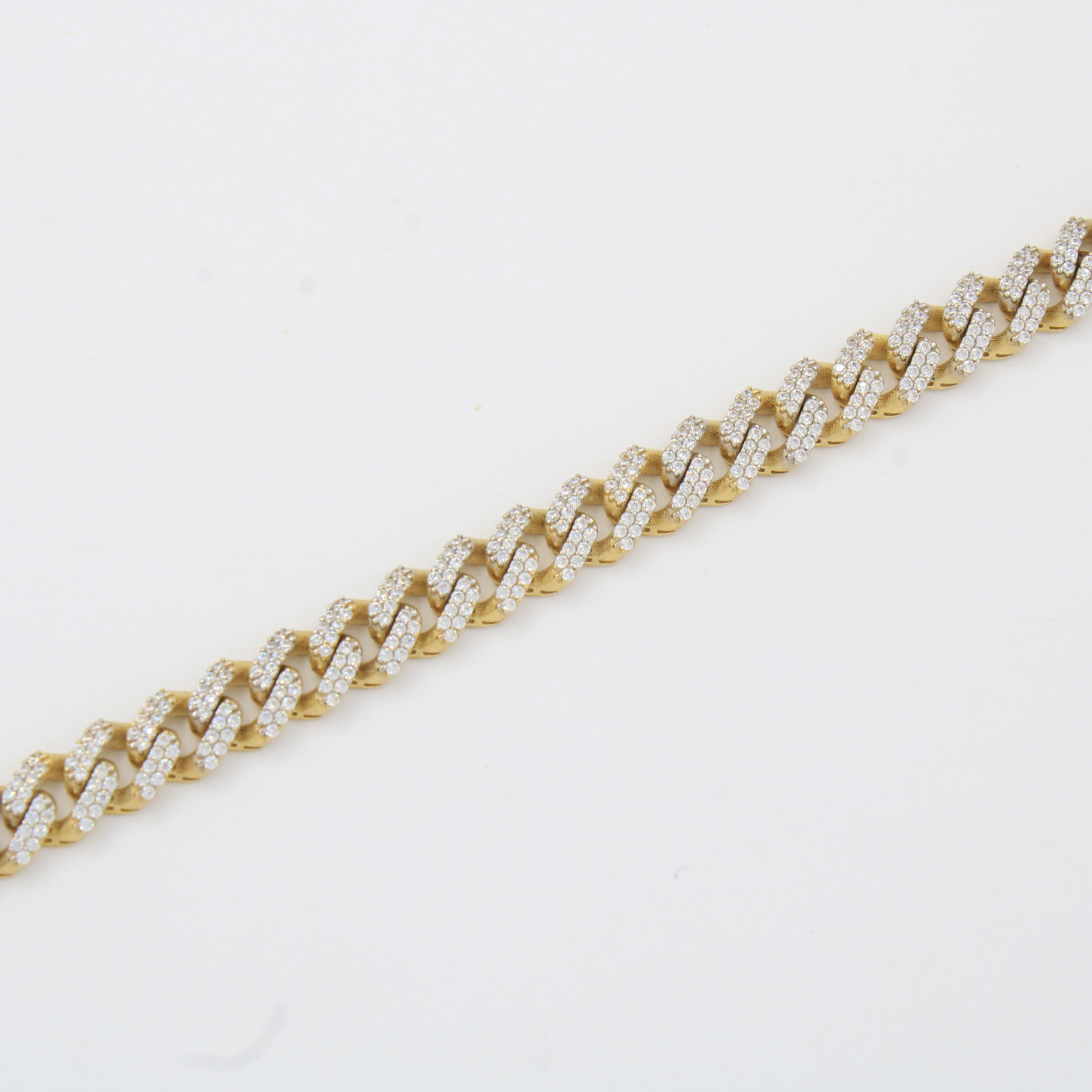 Pulsera Monaco Chain de Oro 14k Hueco Modelo Classic Pavé Swarovski mod. 10326