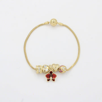 Pulsera de Oro 14k Tejido Cola de Rata con Dijes Charm Especiales con Zirconias mod. 10331