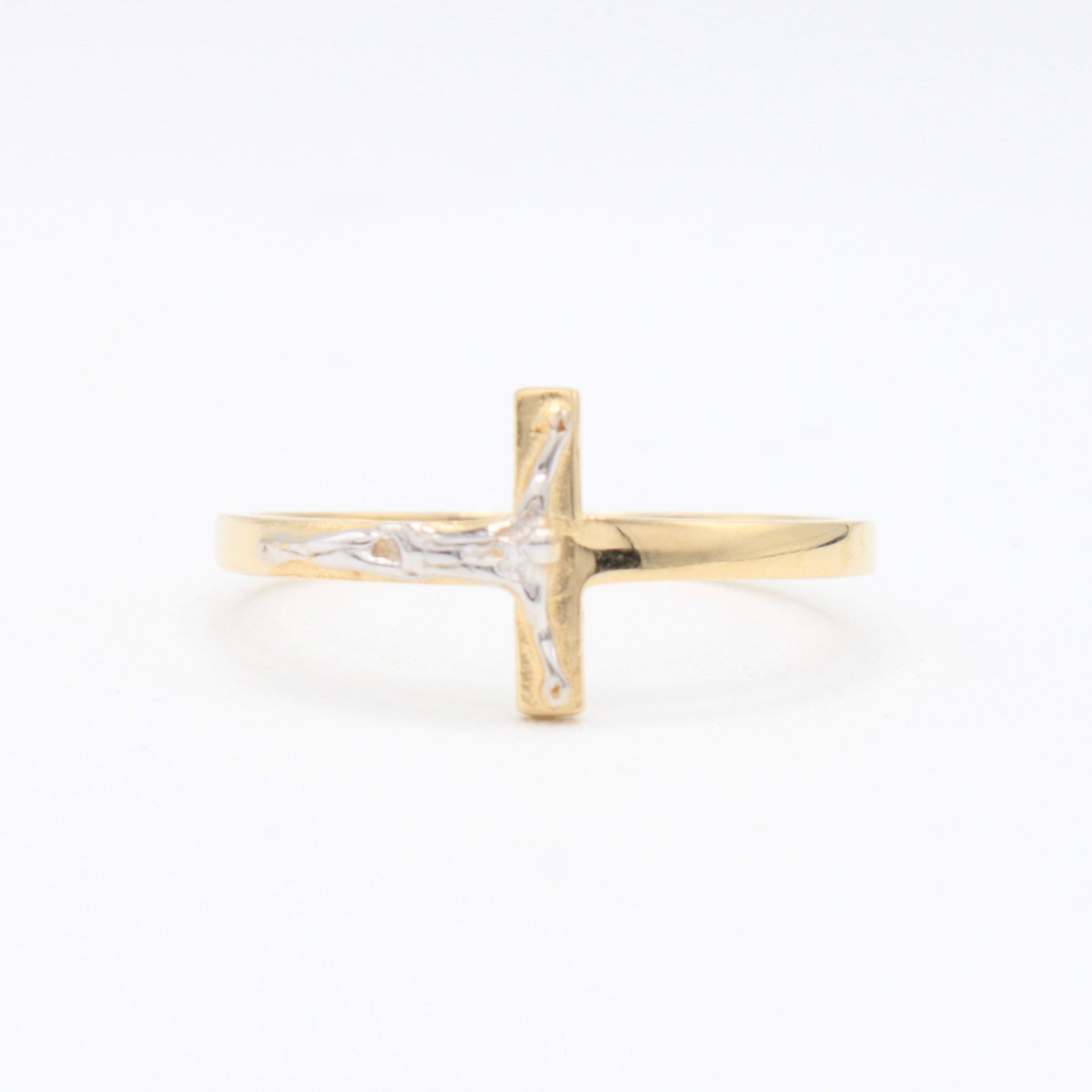 Anillo de Oro 14k Cruz con Cristo mod. 10885