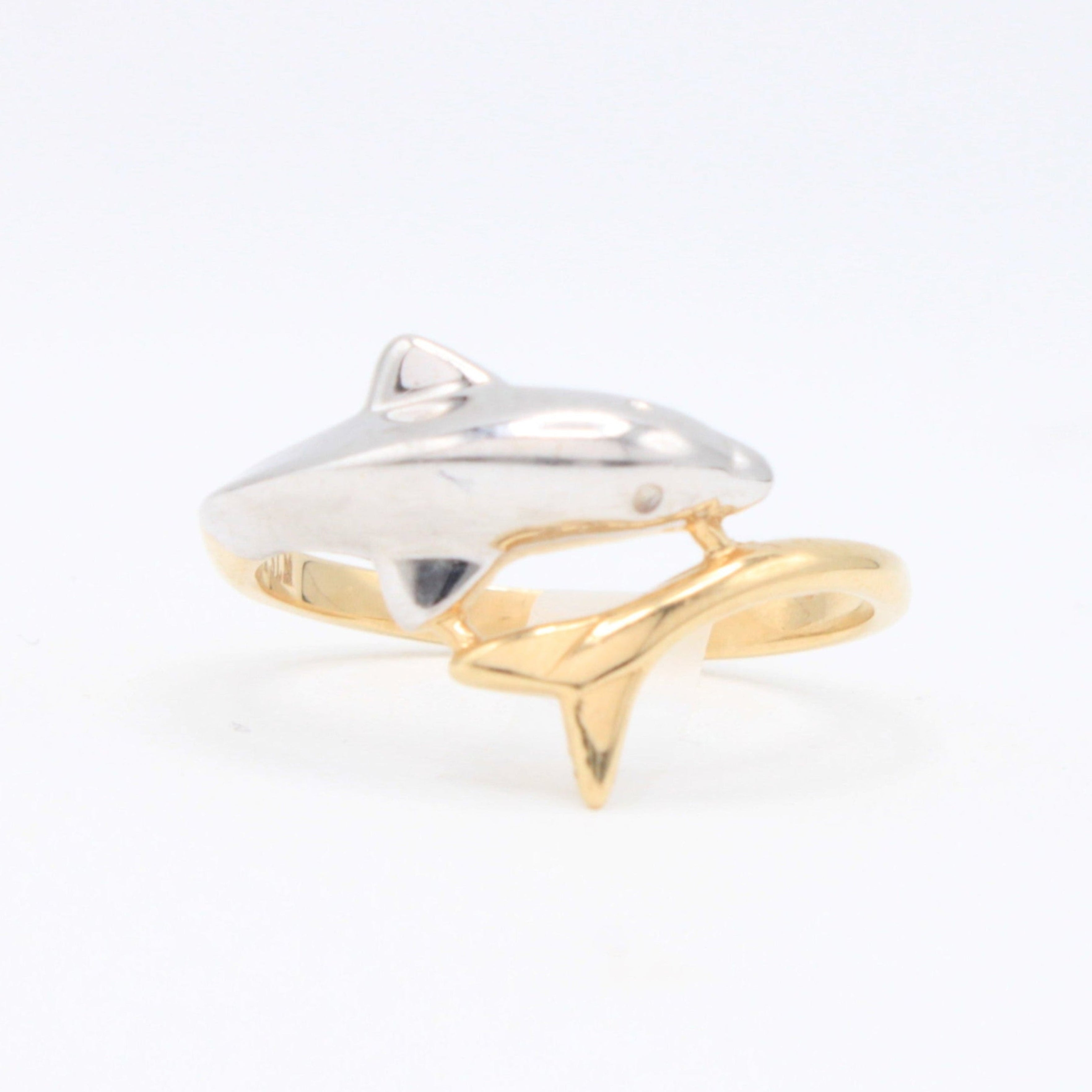 Anillo de Oro 14k Delfin con Oro Blanco mod. 10886