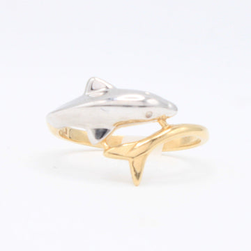 Anillo de Oro 14k Delfin con Oro Blanco mod. 10886
