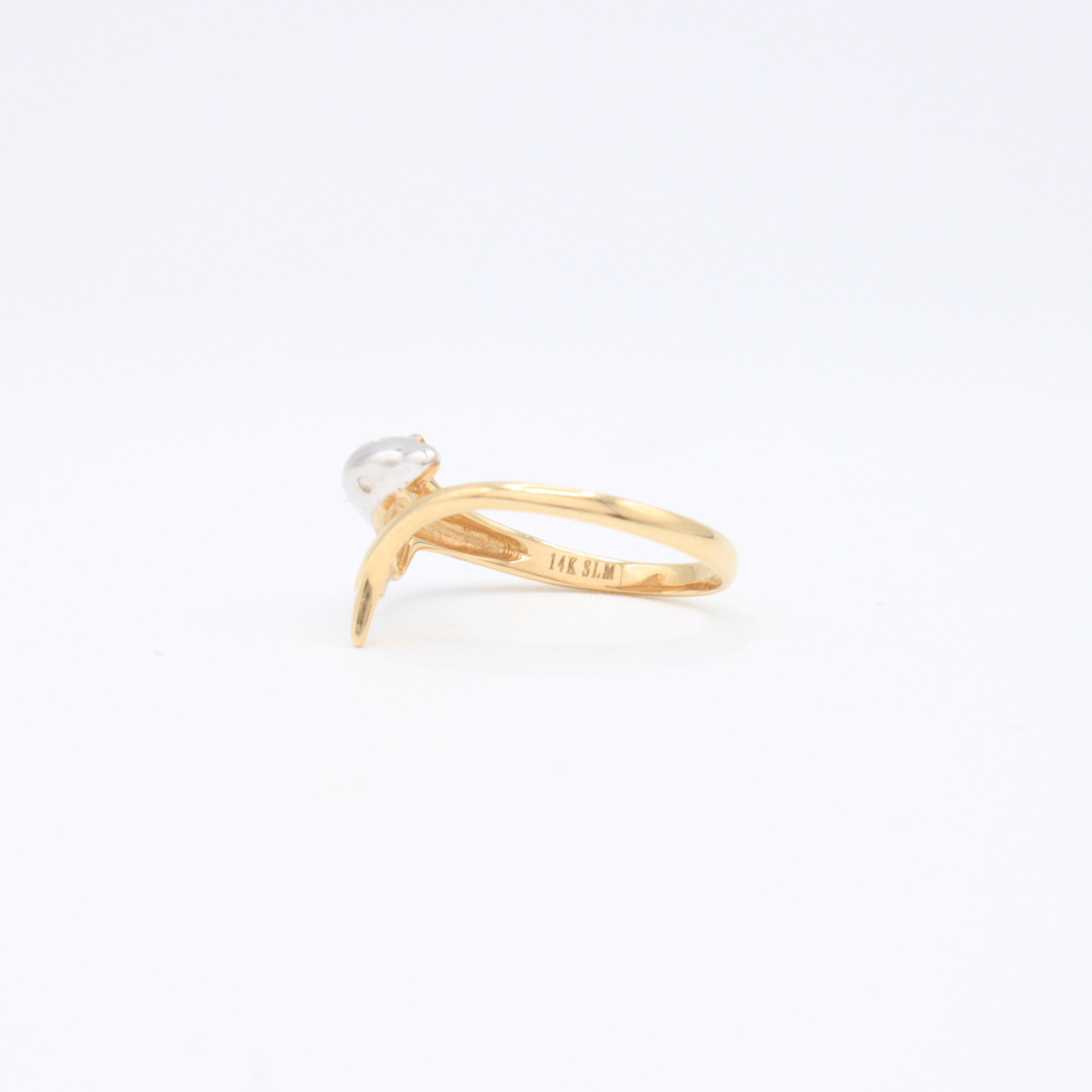 Anillo de Oro 14k Delfin con Oro Blanco mod. 10886