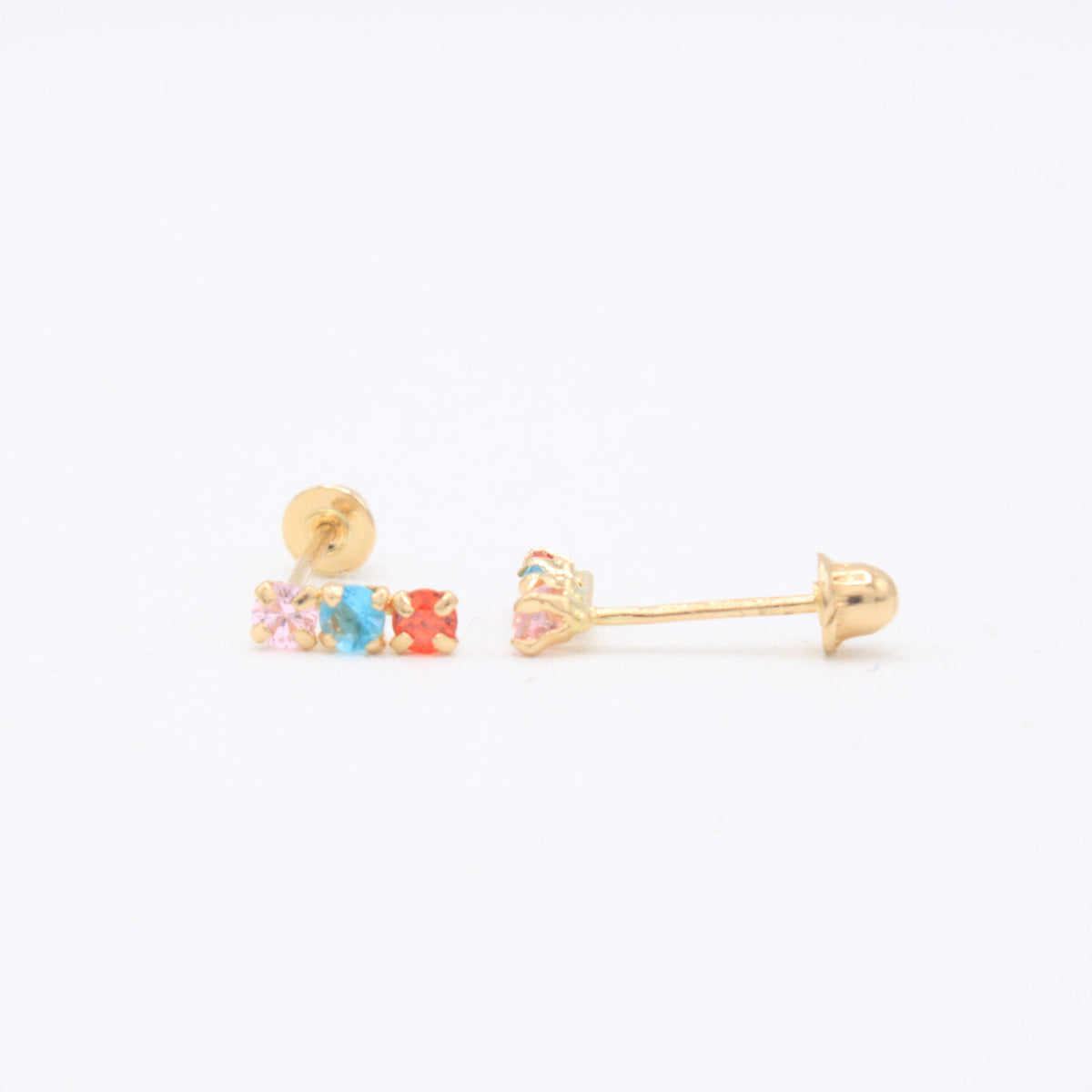 Broquel de Oro 14k Zirconias en 3 colores Mod. 11152