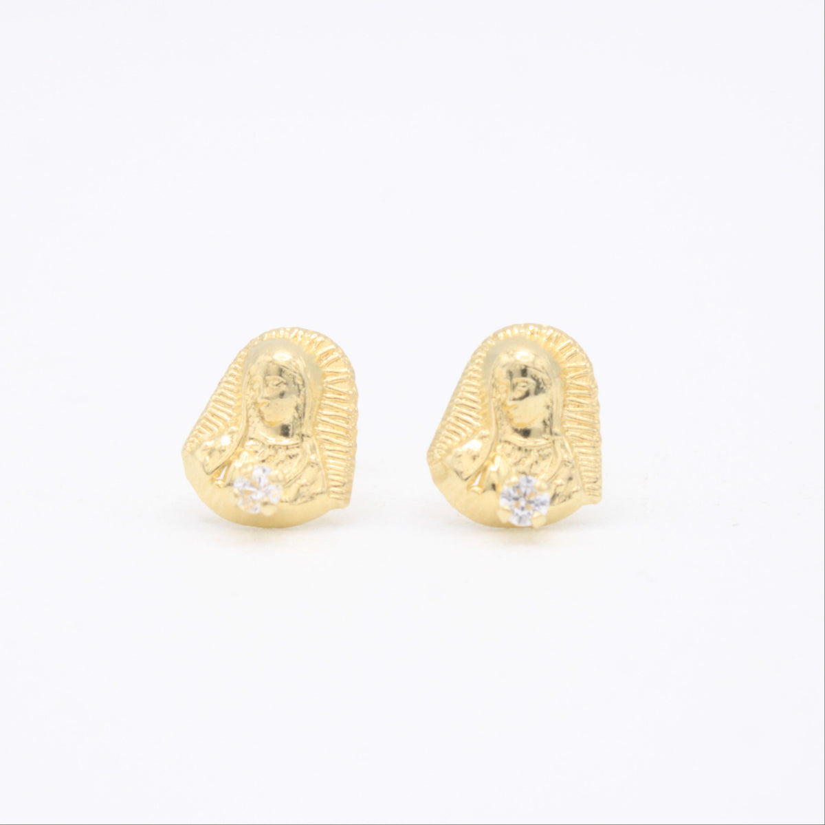 Broquel de Oro 14k Virgen de Guadalupe con Zirconia Mod. 11153