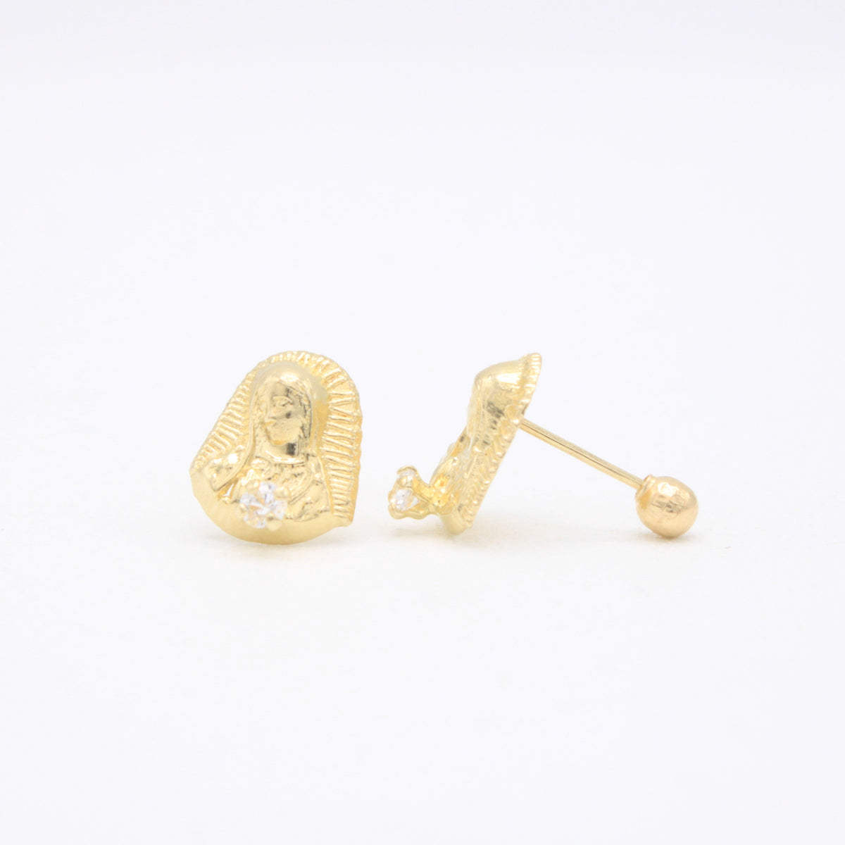 Broquel de Oro 14k Virgen de Guadalupe con Zirconia Mod. 11153