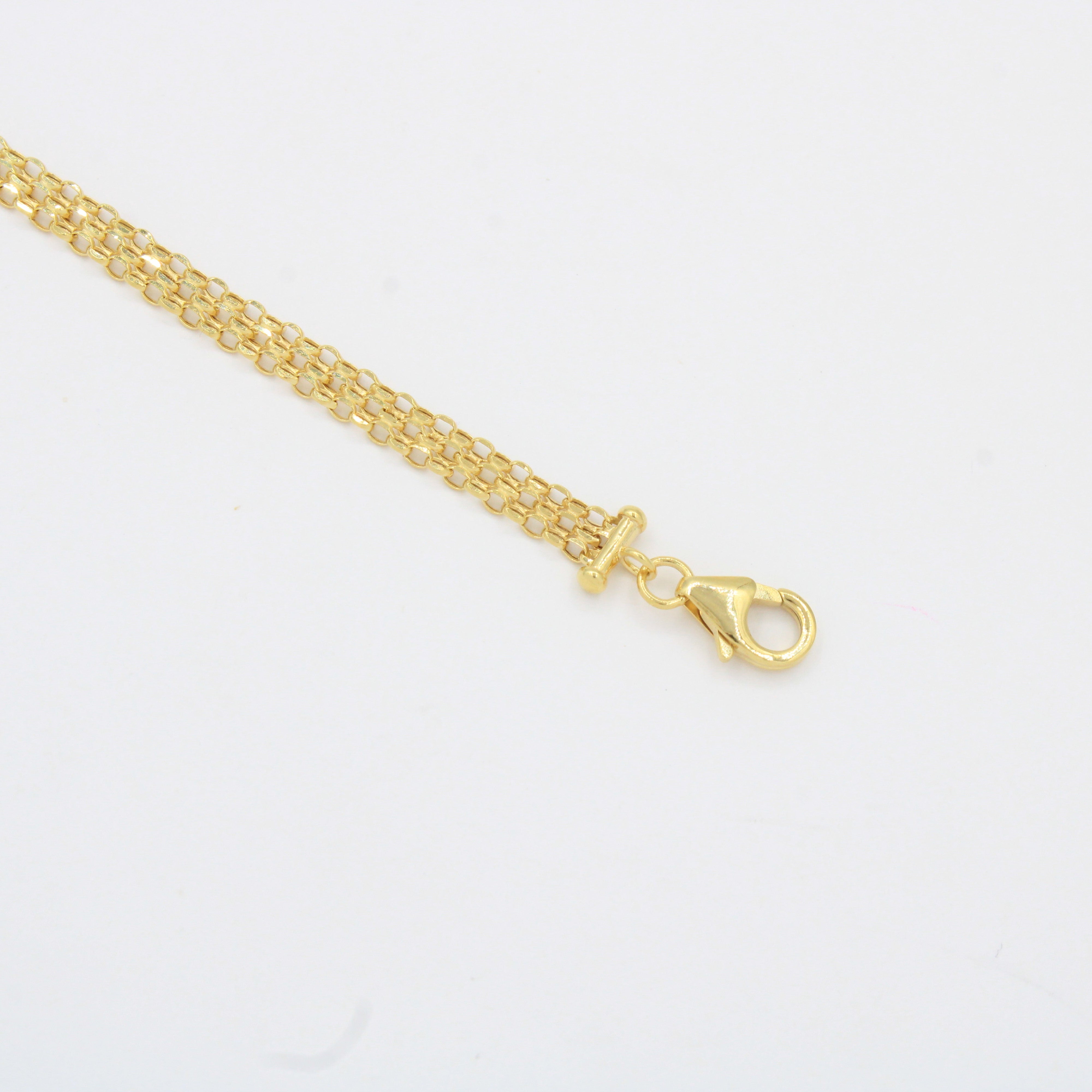 Pulsera de Oro 14k Tejido Fino y Ligero con Dijes de Llave y Candado mod. 10336