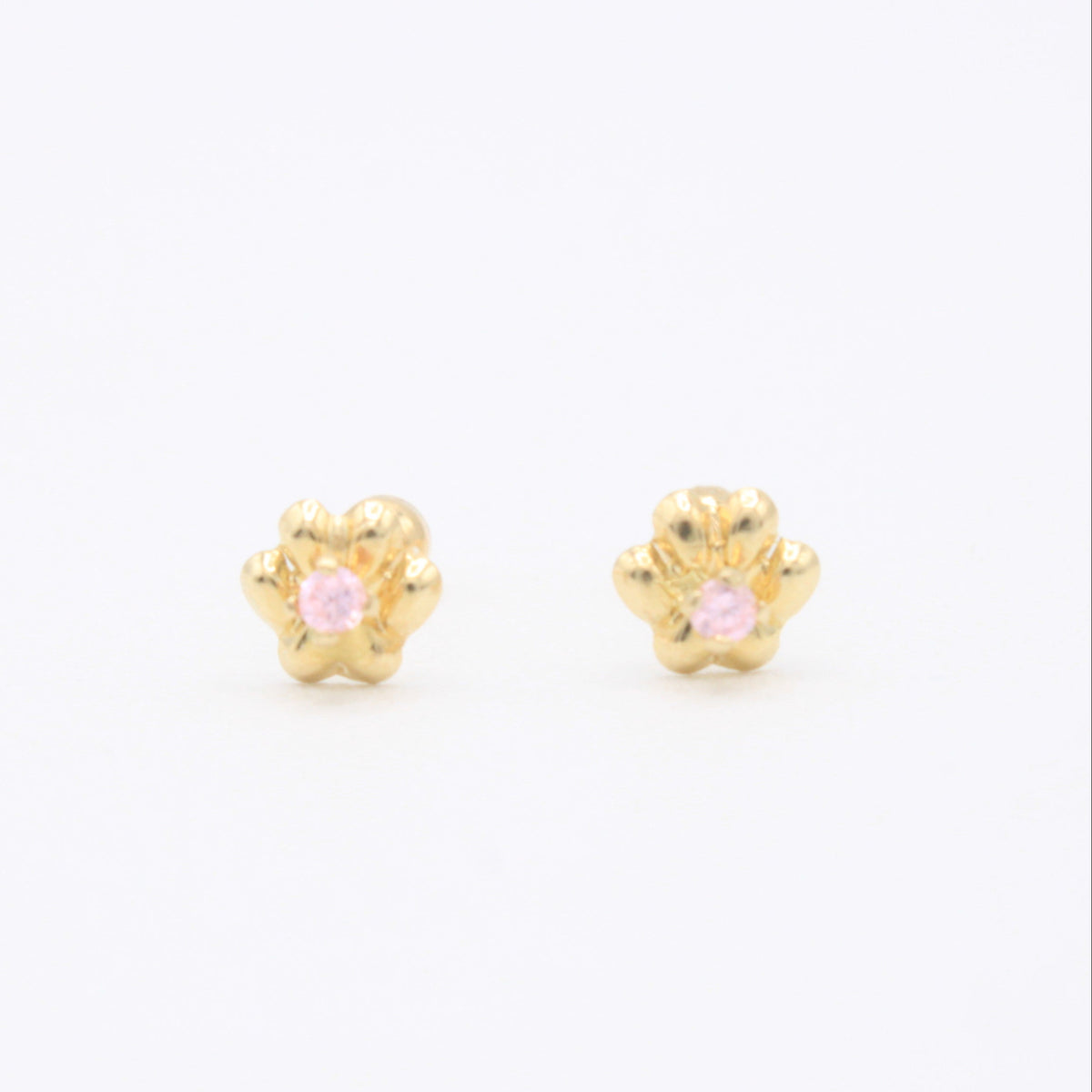Broquel de Oro 14k Huellita con Zirconia Baby Pink Mod. 11159