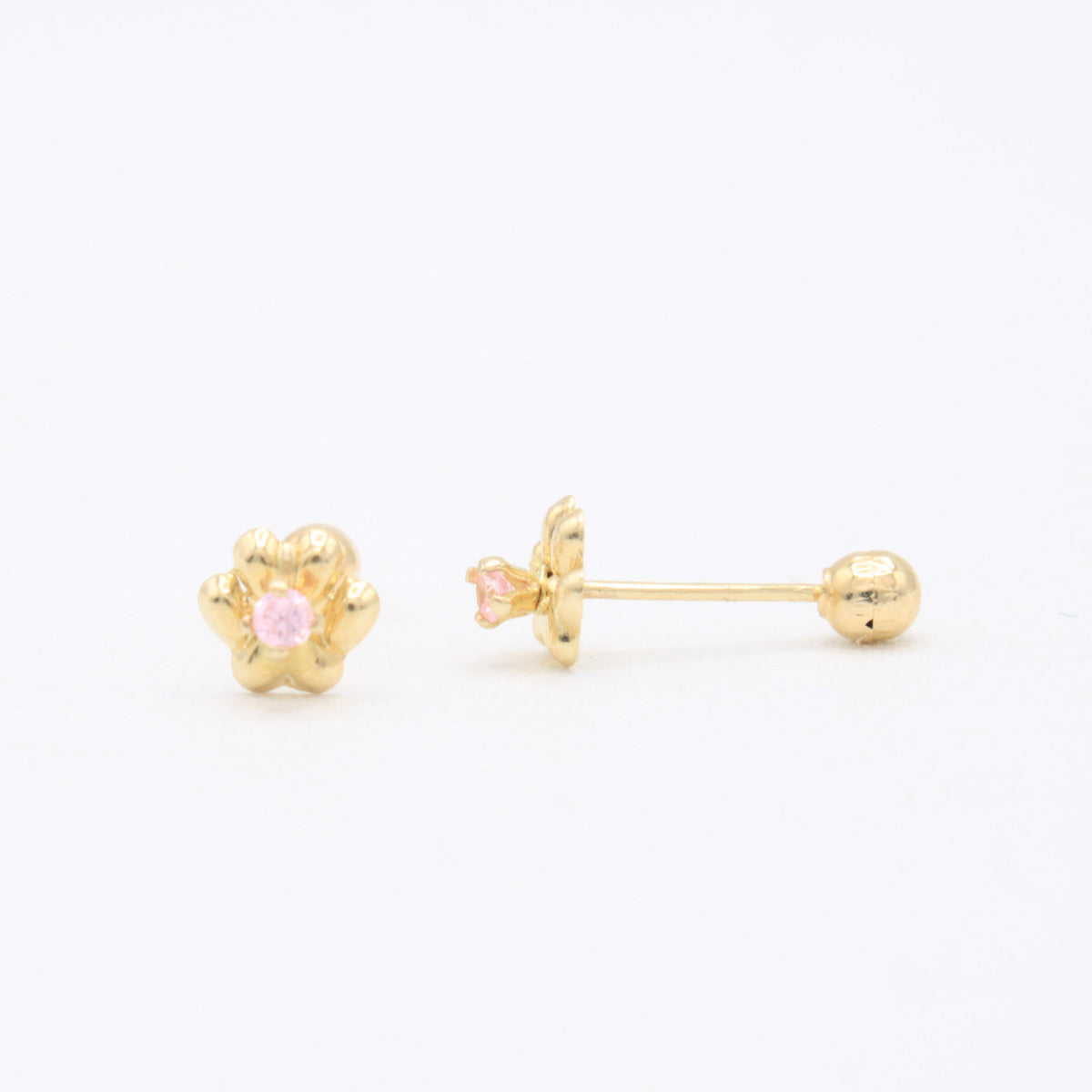 Broquel de Oro 14k Huellita con Zirconia Baby Pink Mod. 11159