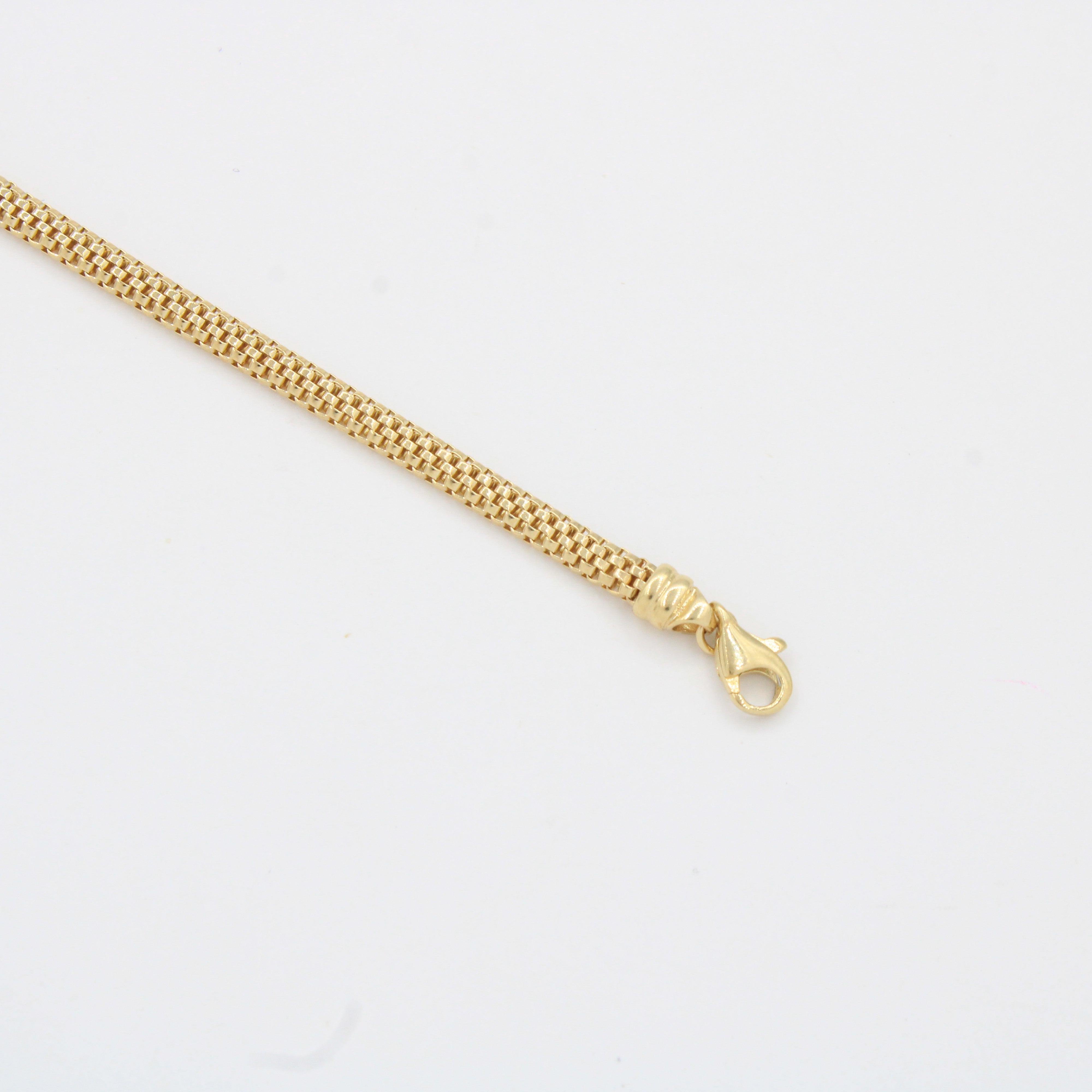 Esclava de Oro 14k Hueca Tejido Cubo Especial con Placa de Zirconias Corte Baguette mod. 10340