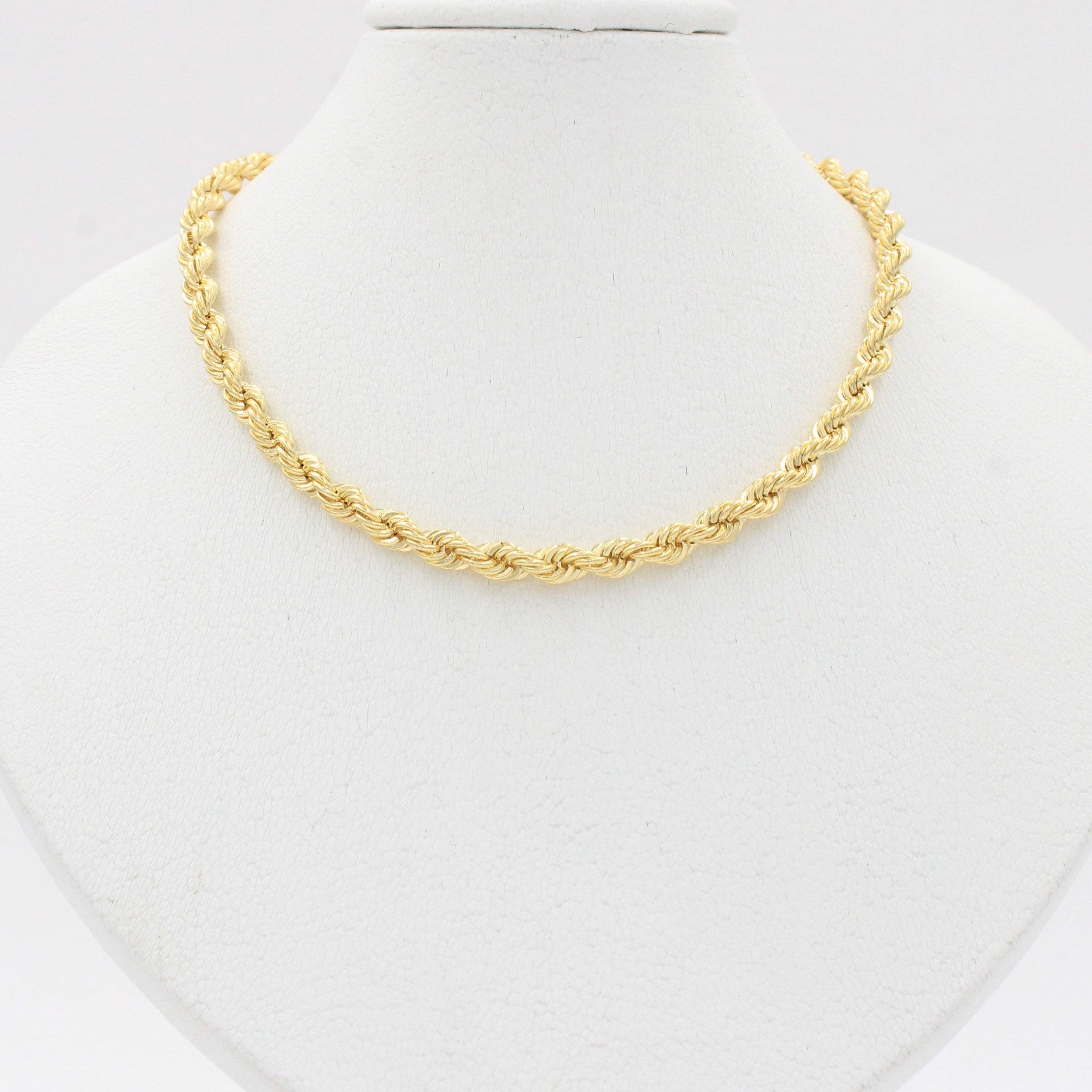 Cadena de Oro 14k Tejido Torzal Fino de Diseño Hueco y Brillante mod. 10341