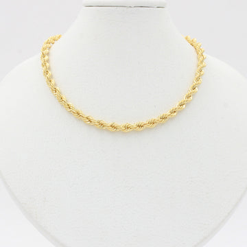 Cadena de Oro 14k Tejido Torzal Fino de Diseño Hueco y Brillante mod. 10341