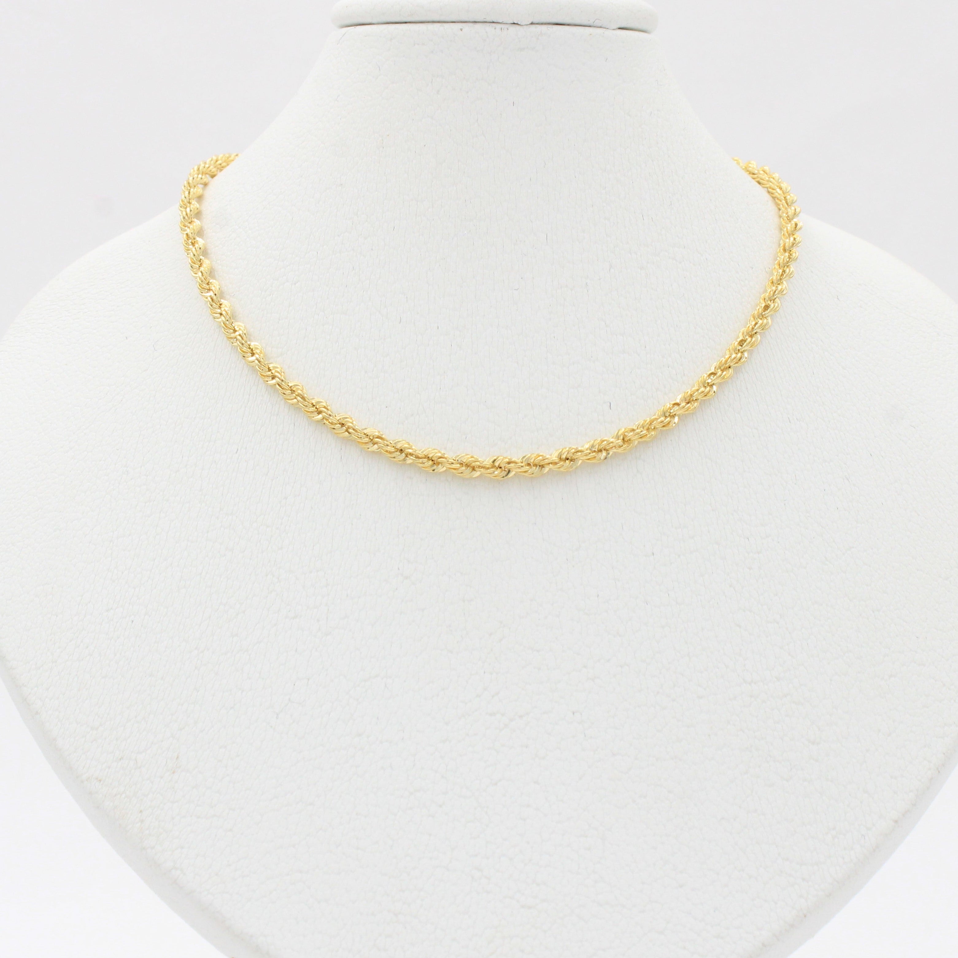 Cadena de Oro 14k Tejido Torzal Hueco de Diseño Fino Delgado mod. 10342